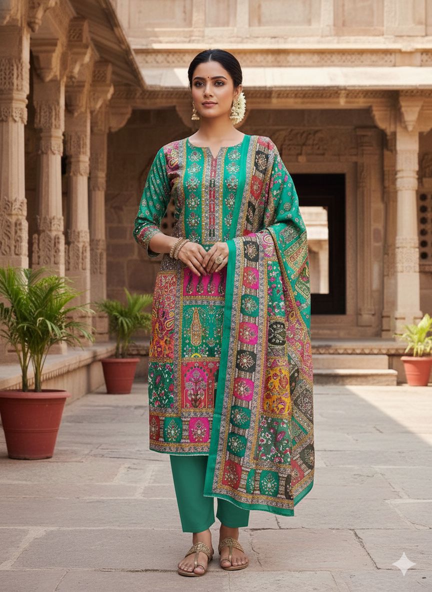 Rama Chinon Designer Printed Salwar Suit