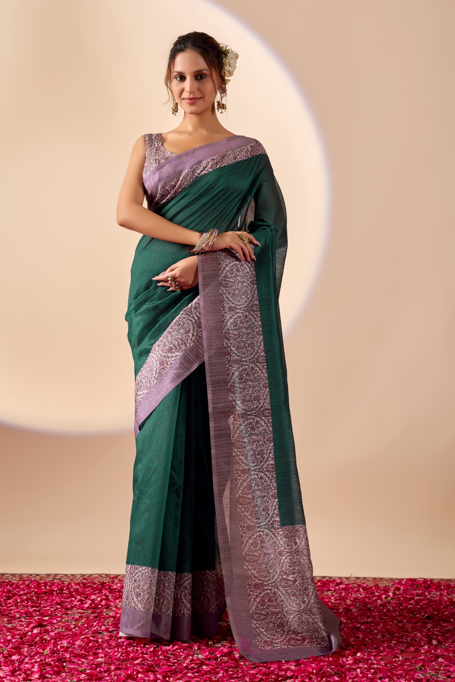 Rama Classic Paisley Jute Silk Ready To Wear Saree