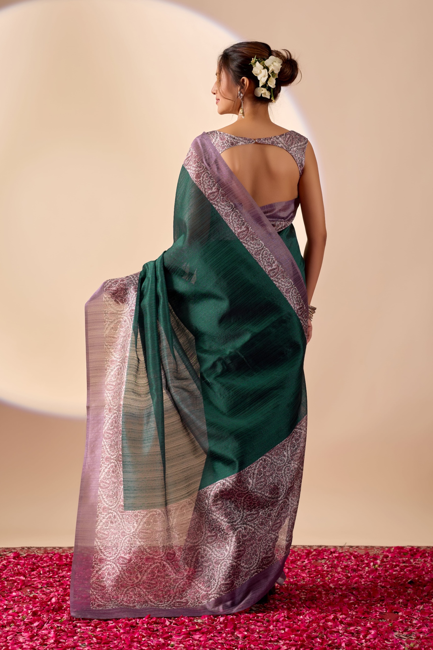 Rama Classic Paisley Jute Silk Ready To Wear Saree — alternate view