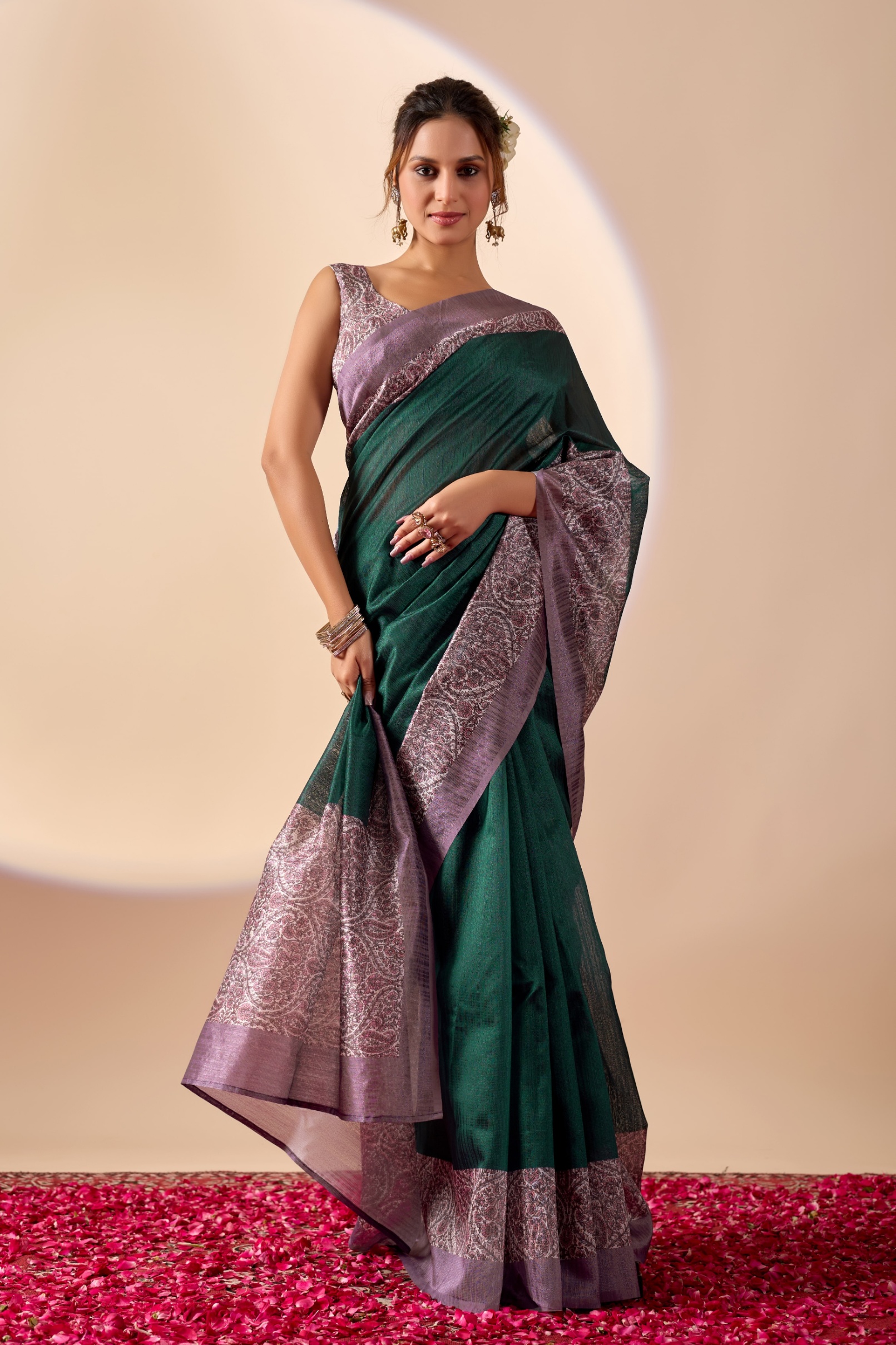 Rama Classic Paisley Jute Silk Ready To Wear Saree