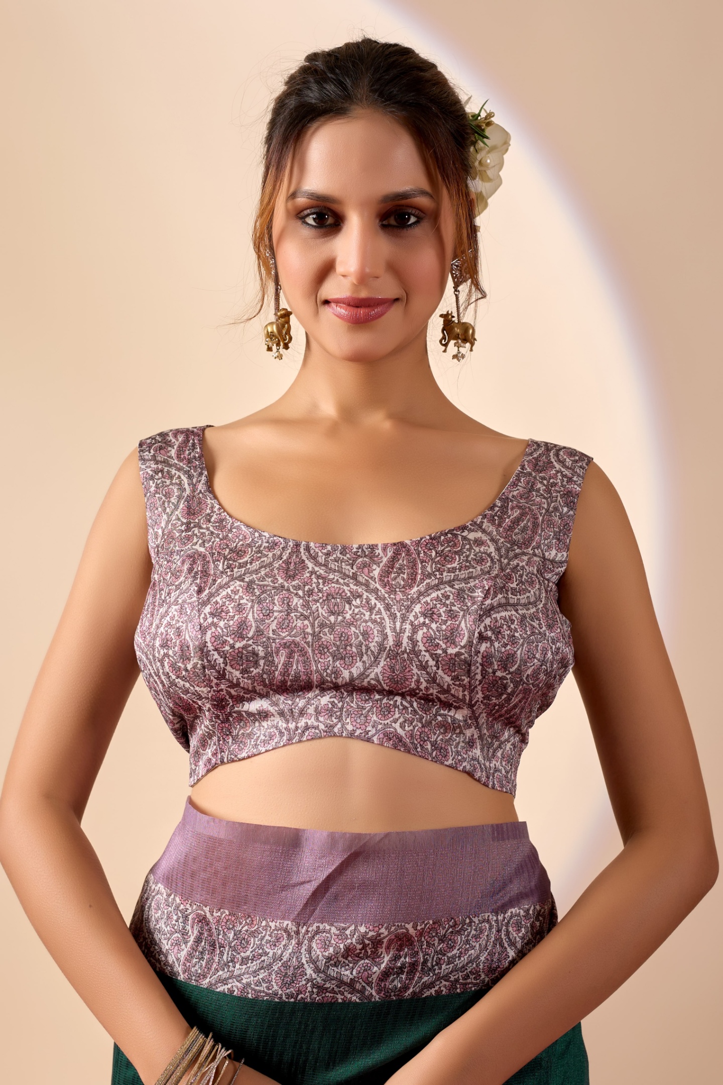 Rama Classic Paisley Jute Silk Ready To Wear Saree
