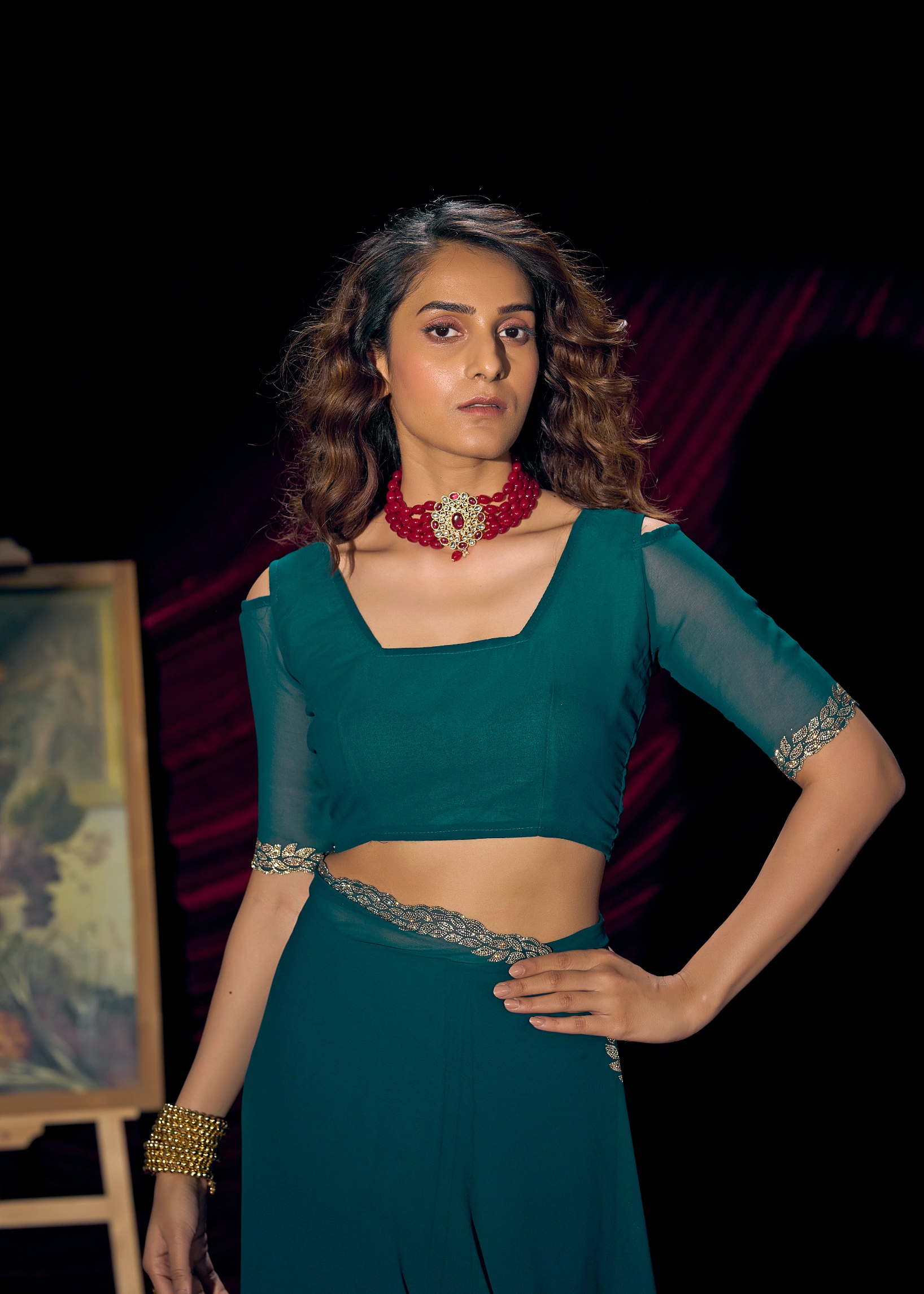 Rama Contemporary Zari Border Georgette Saree