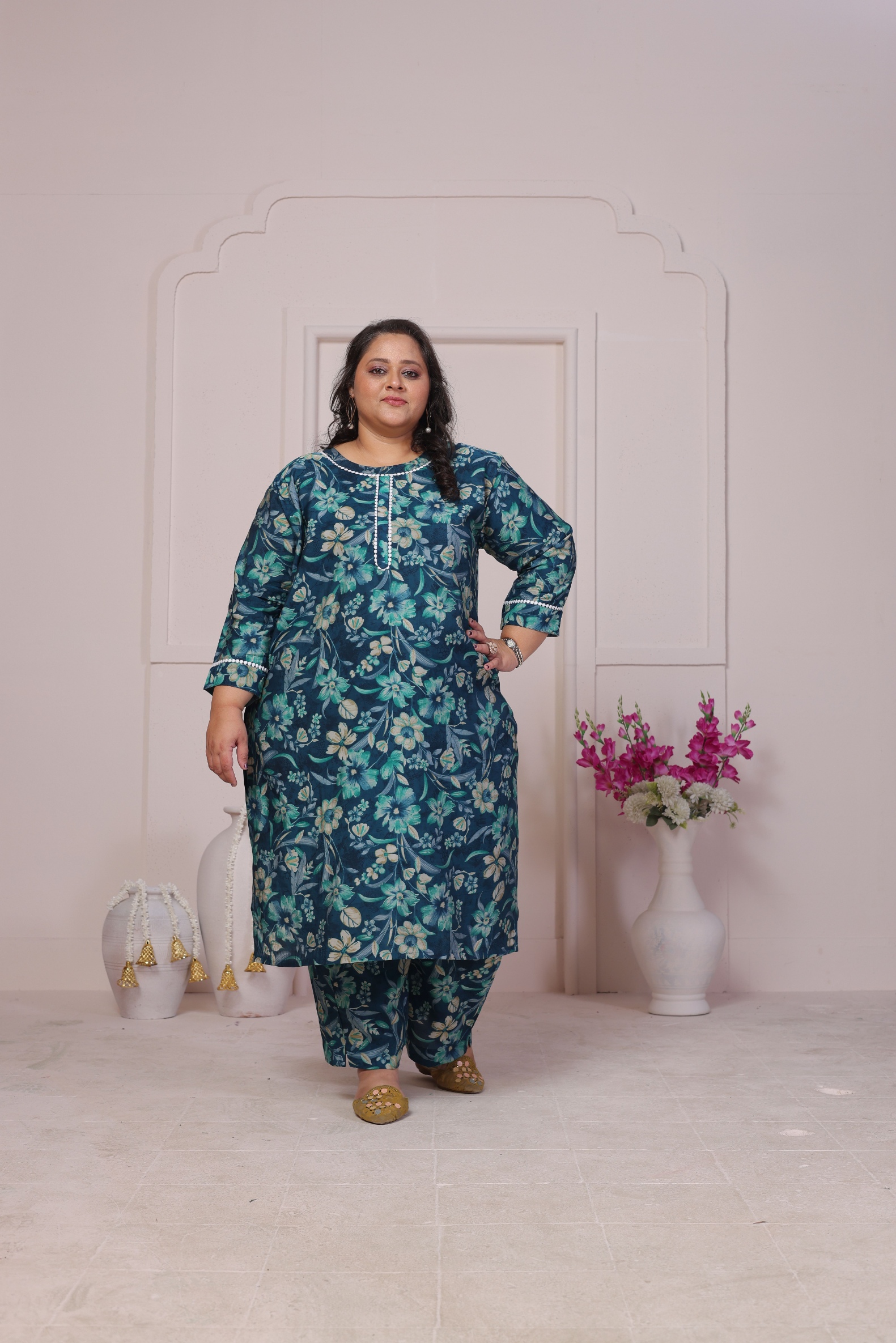Rama Designer Printed Viscose Chanderi Kurti