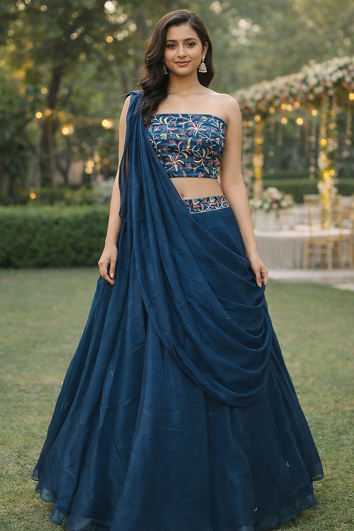 Rama Draped Rangoli Silk Lehenga Choli