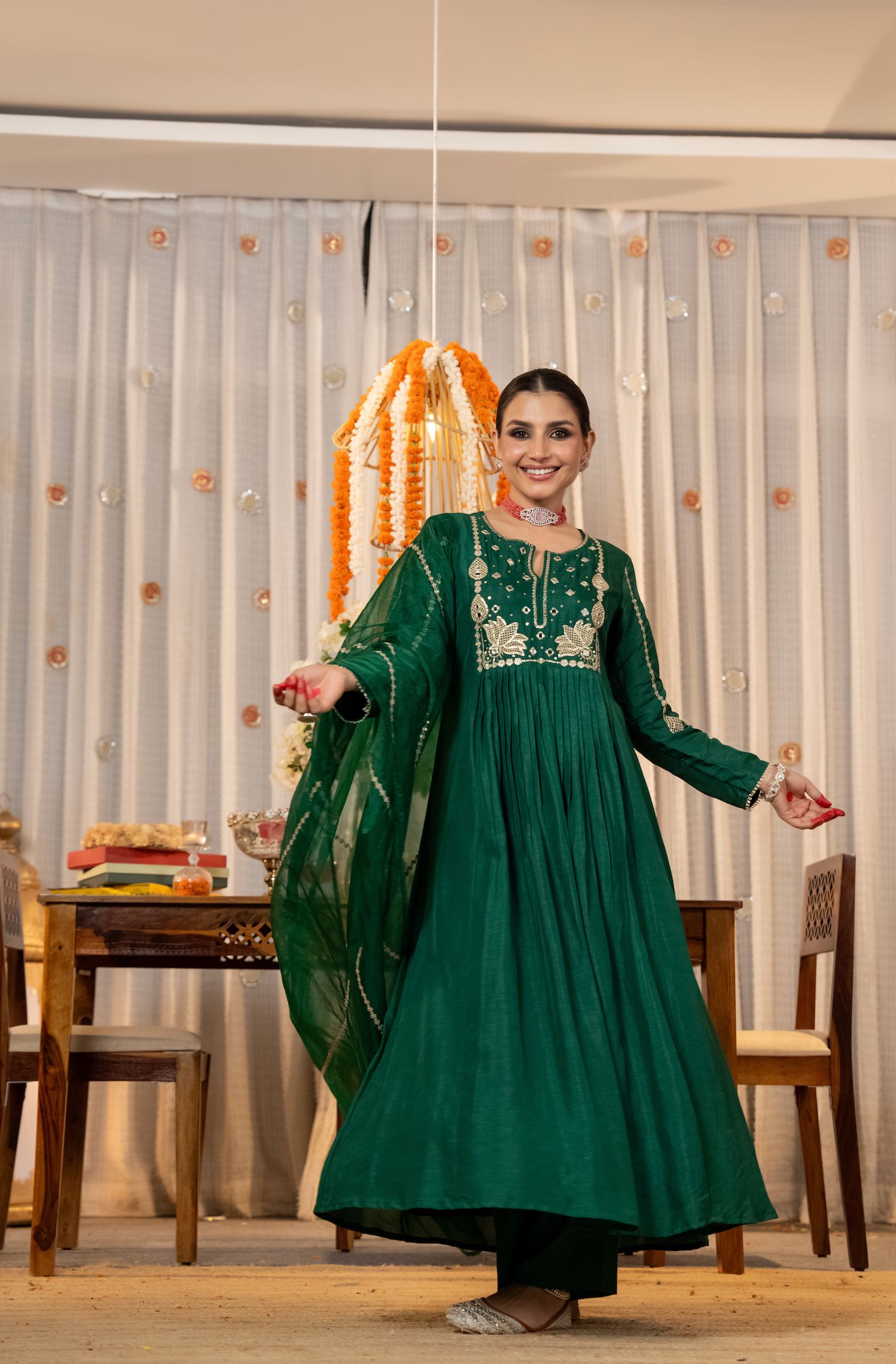 Rama Embroidered Chanderi Salwar Suit