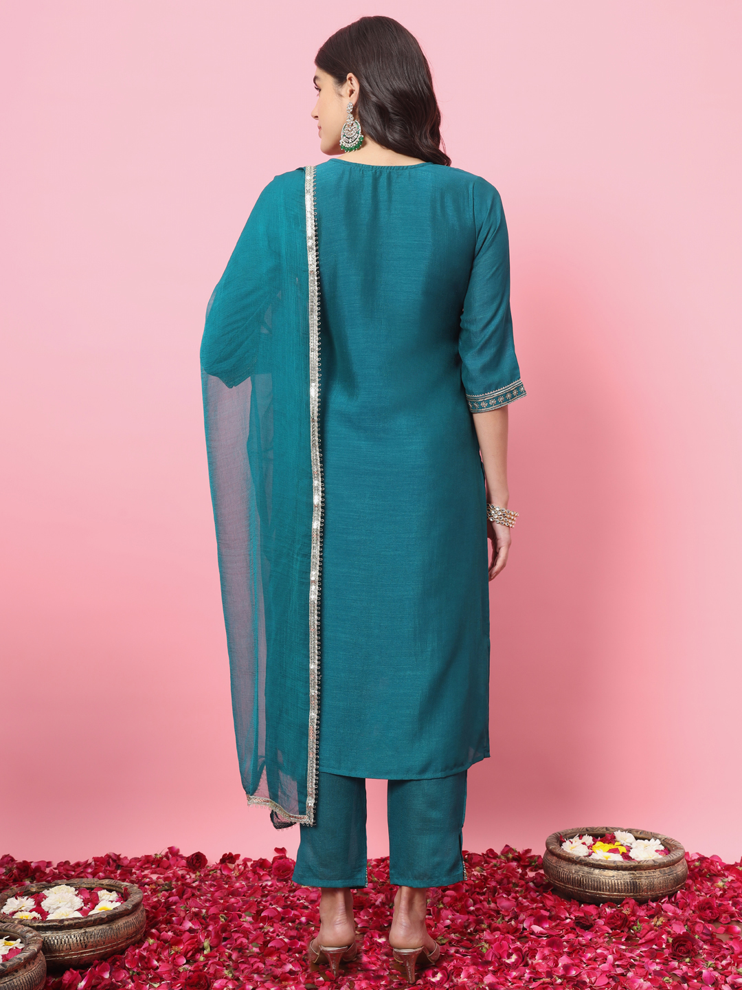 Rama Embroidered Silk Blend Readymade Suit — alternate view