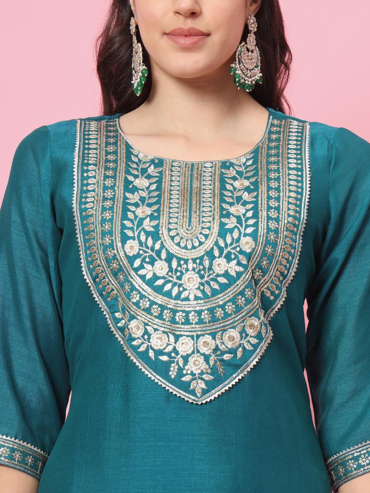 Rama Embroidered Silk Blend Readymade Suit