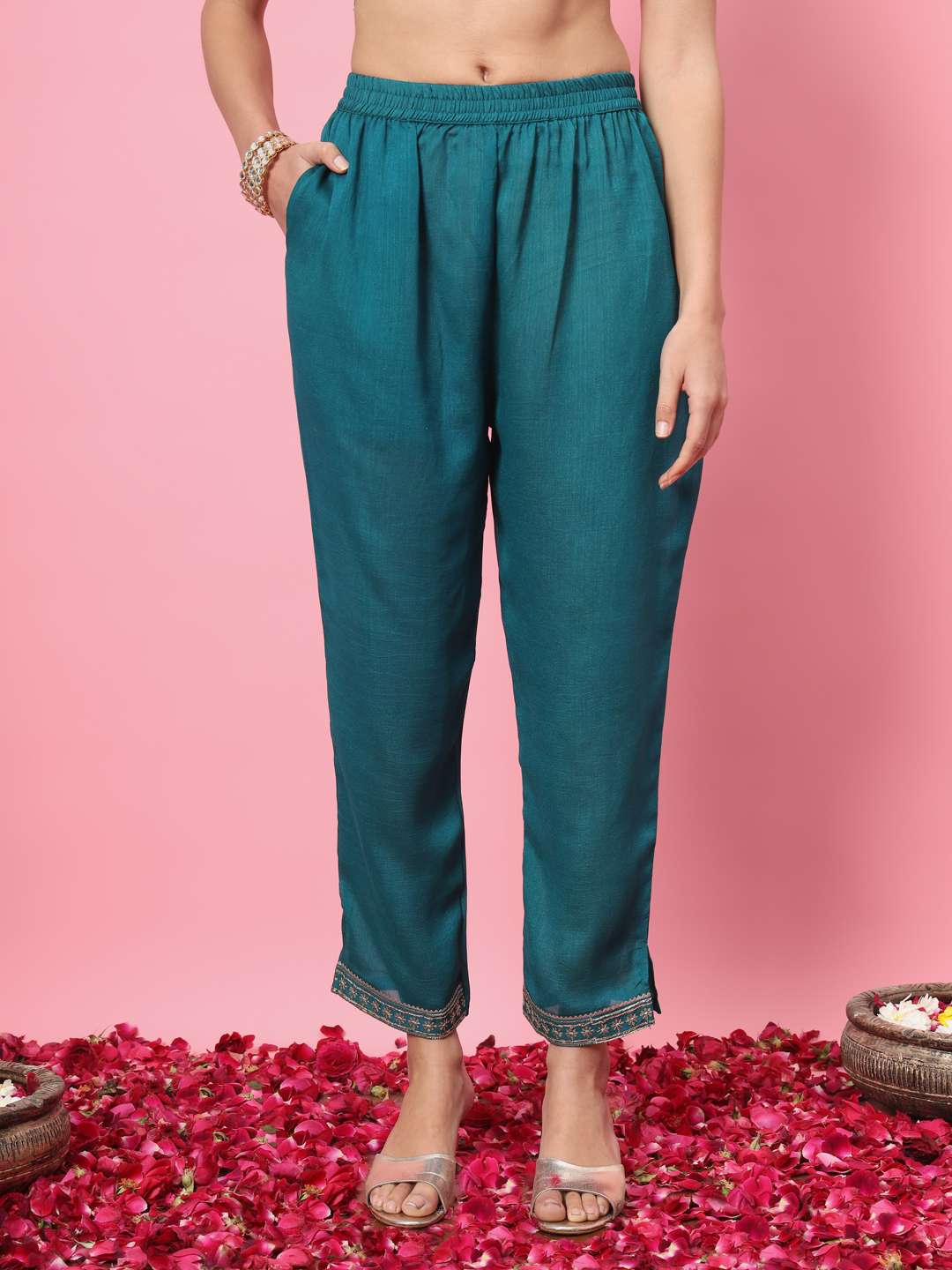 Rama Embroidered Silk Blend Readymade Suit