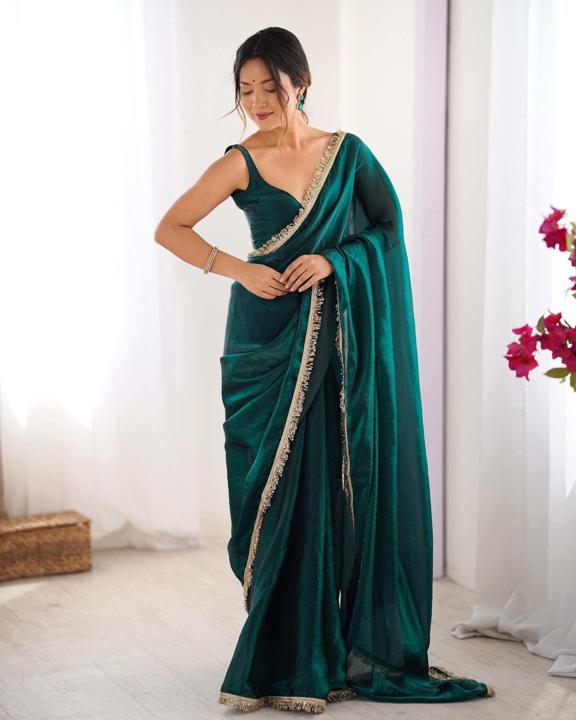 Rama Fendy Satin Lace Saree