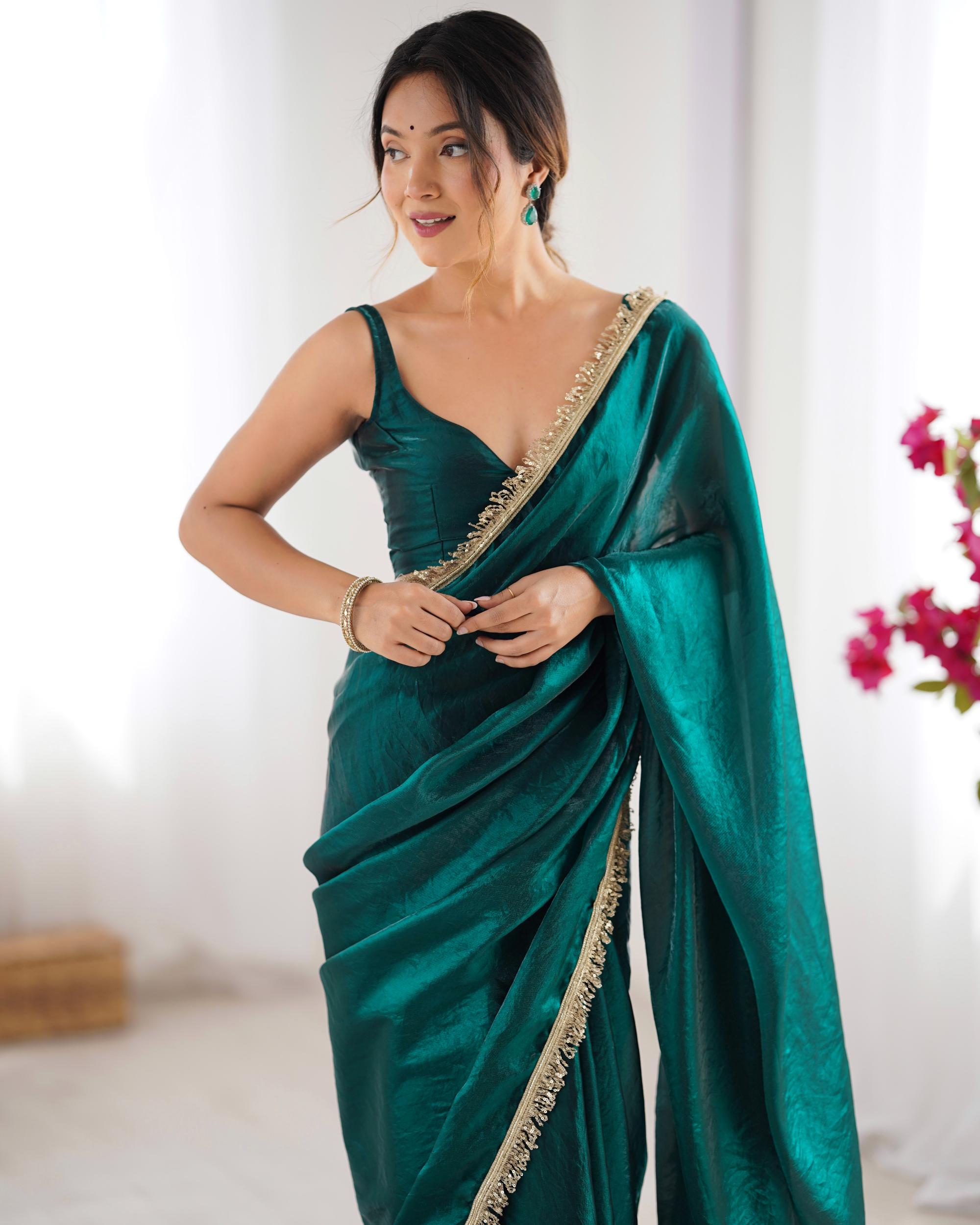 Rama Fendy Satin Lace Saree