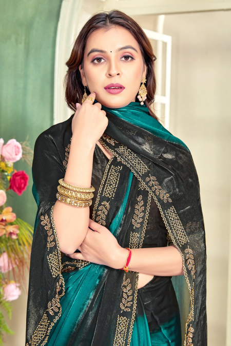 Rama Fendy Satin Silk Zircon Border Saree