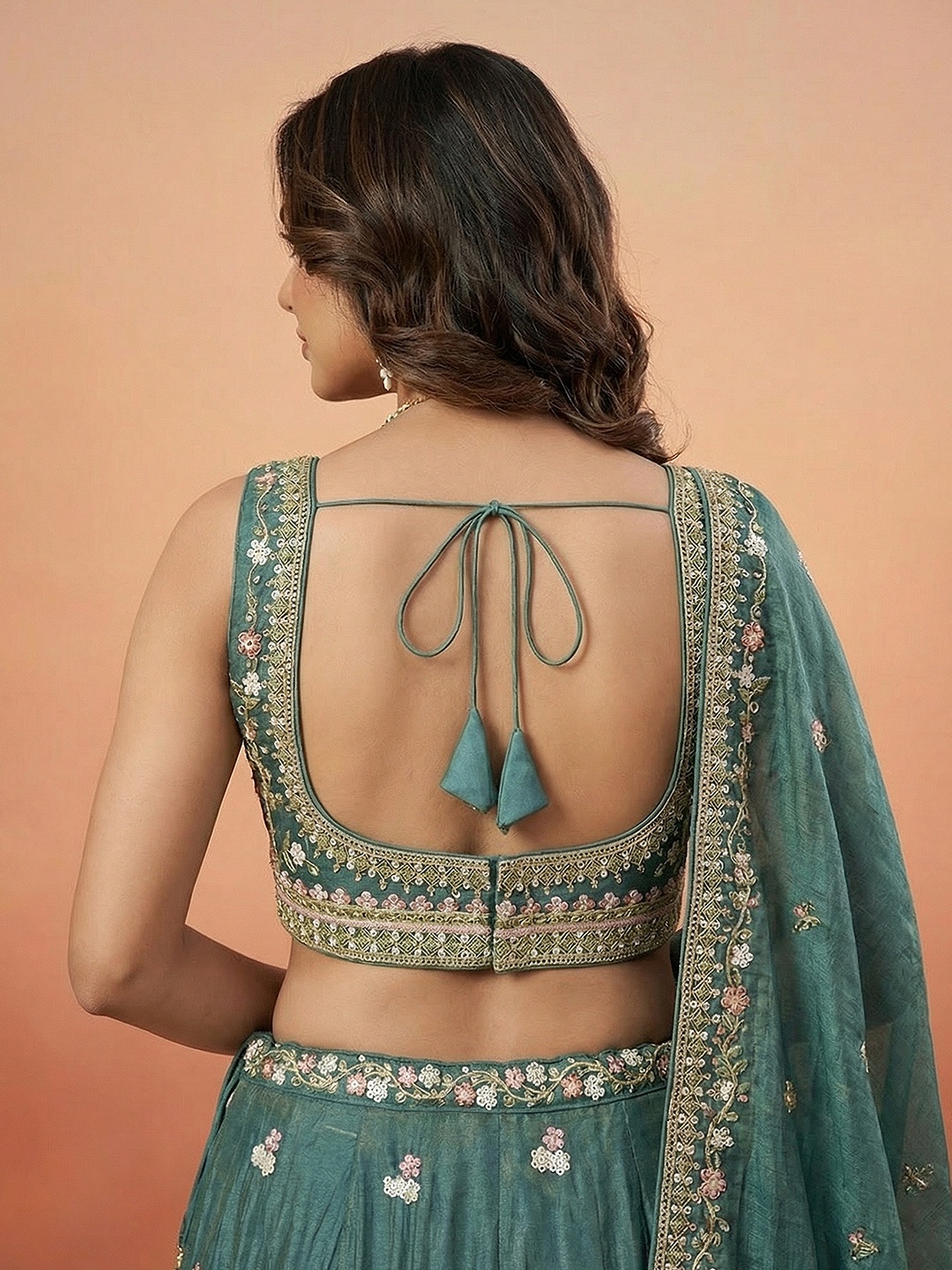 Rama Floral Embroidered Bridal Lehenga Choli — alternate view