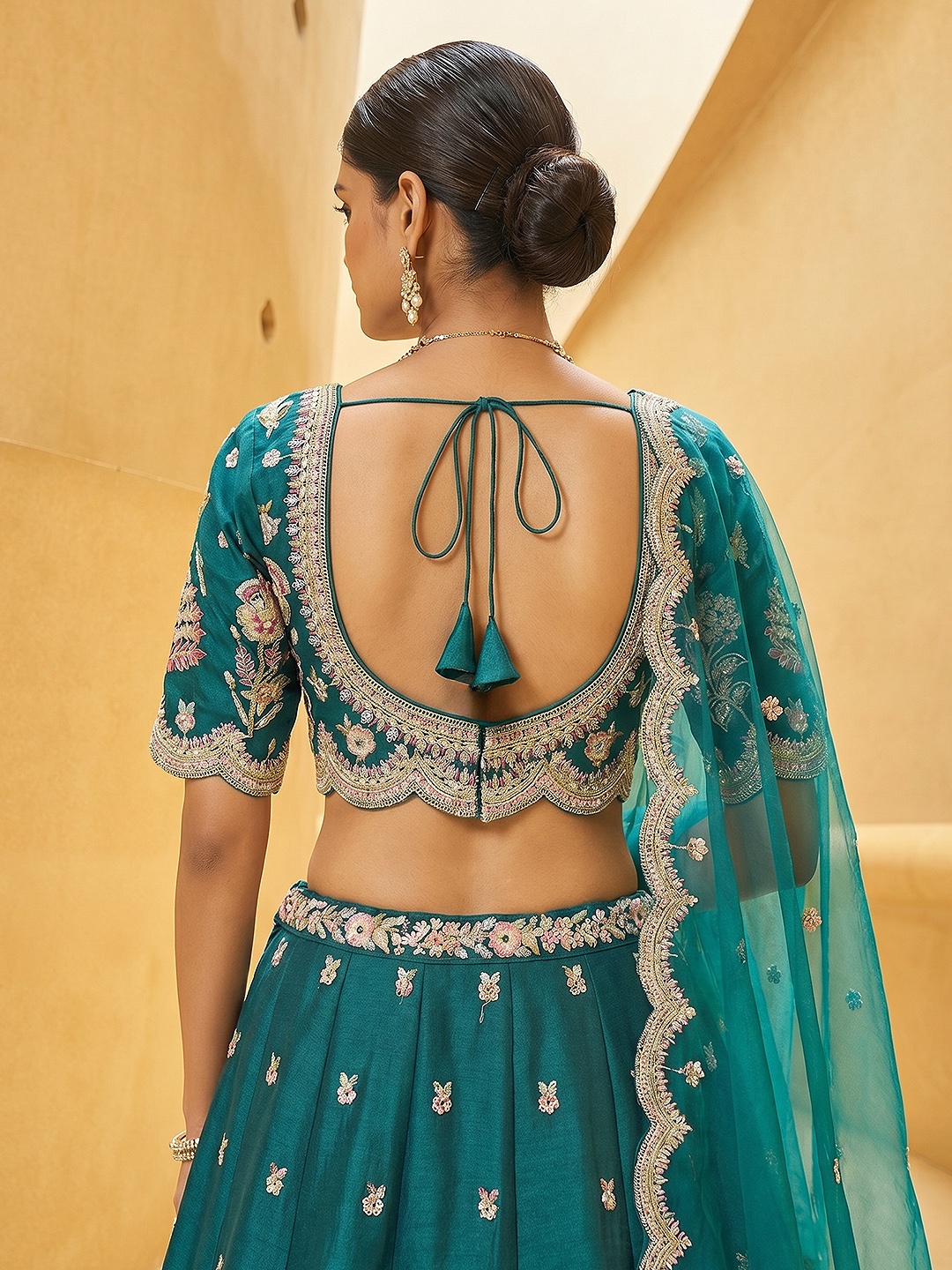 Rama Floral Embroidered Bridal Lehenga Choli — alternate view