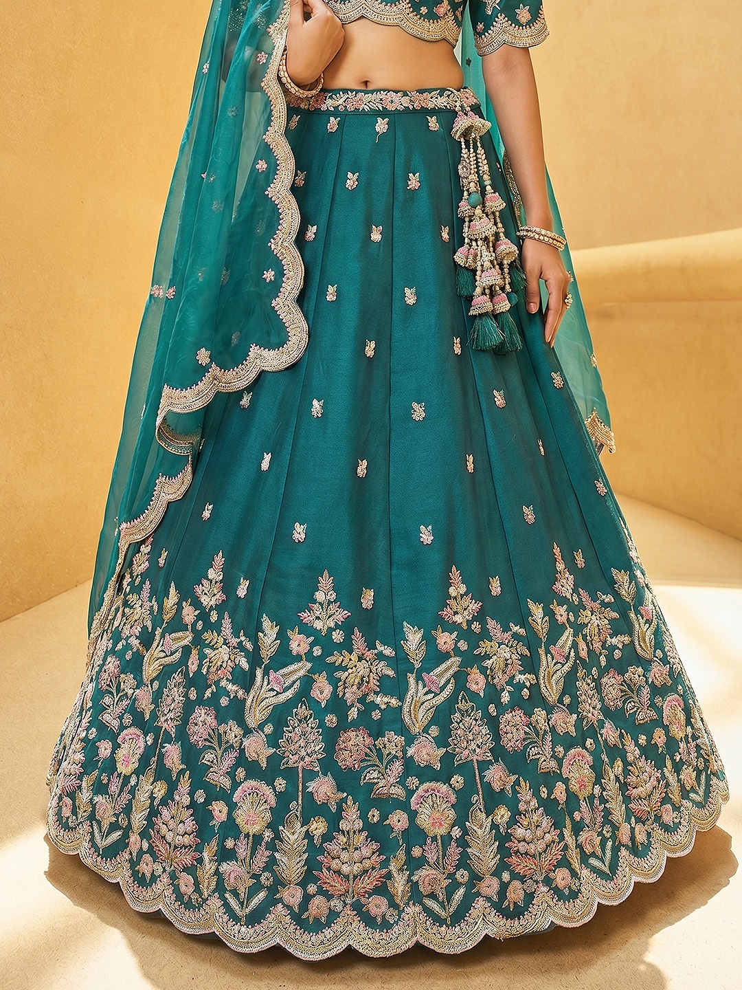 Rama Floral Embroidered Bridal Lehenga Choli