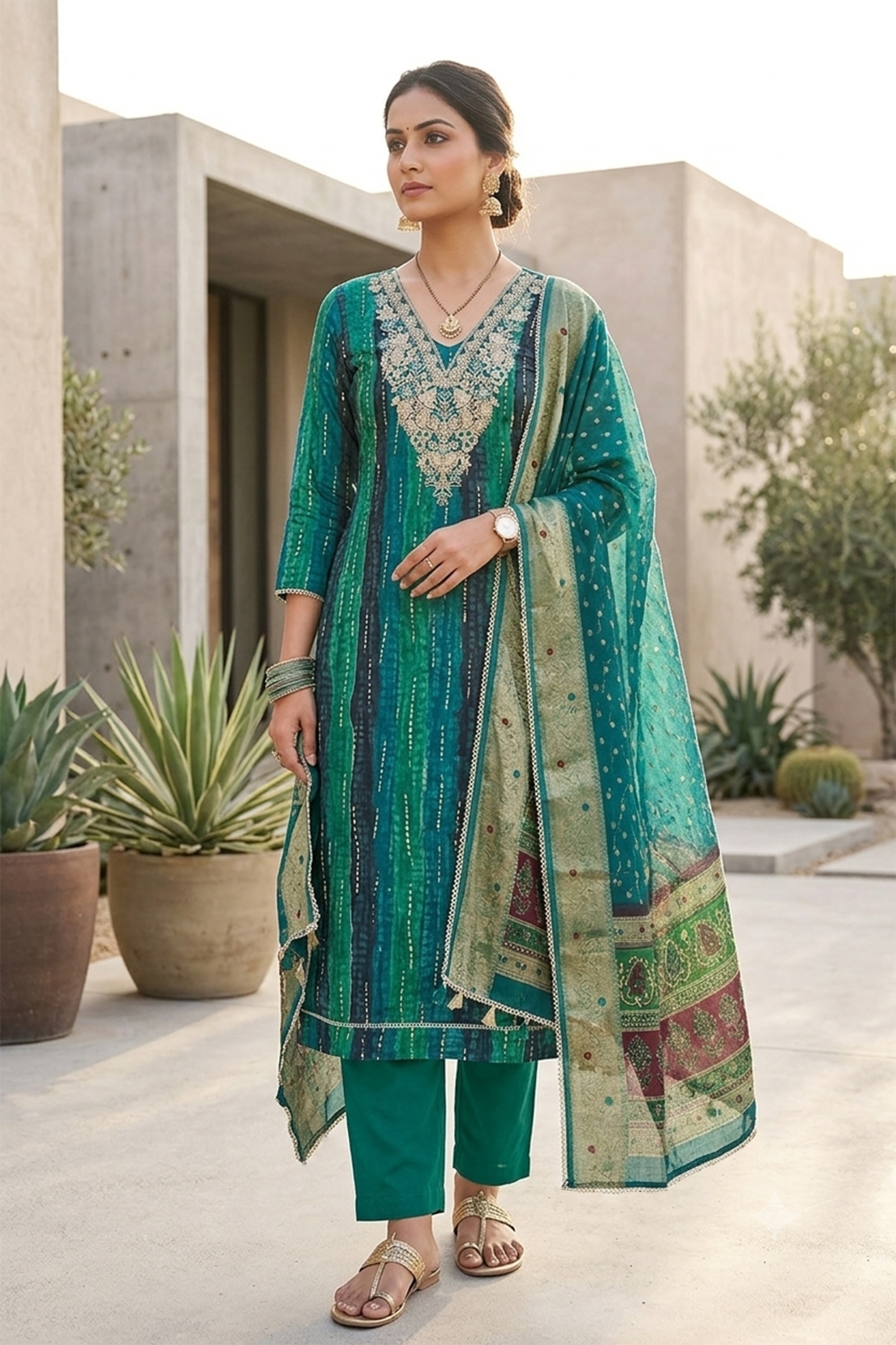 Rama Floral Hand Work Modal Cotton Straight Suit
