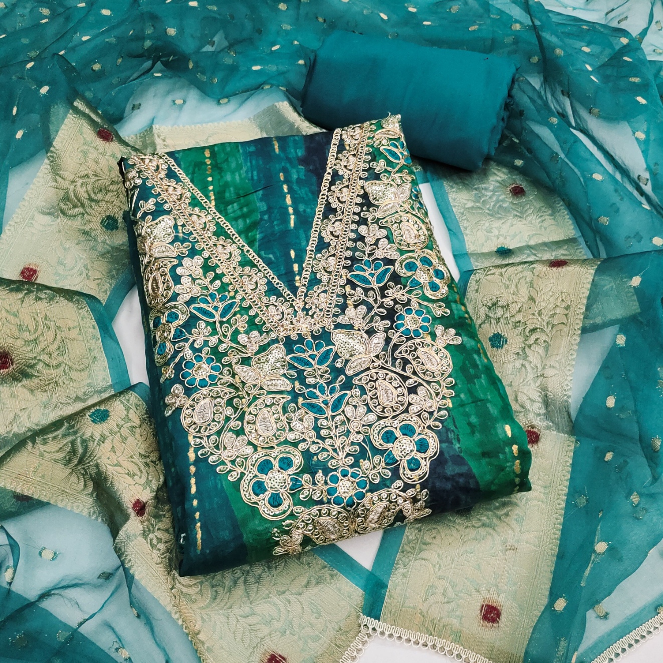 Rama Floral Hand Work Modal Cotton Straight Suit