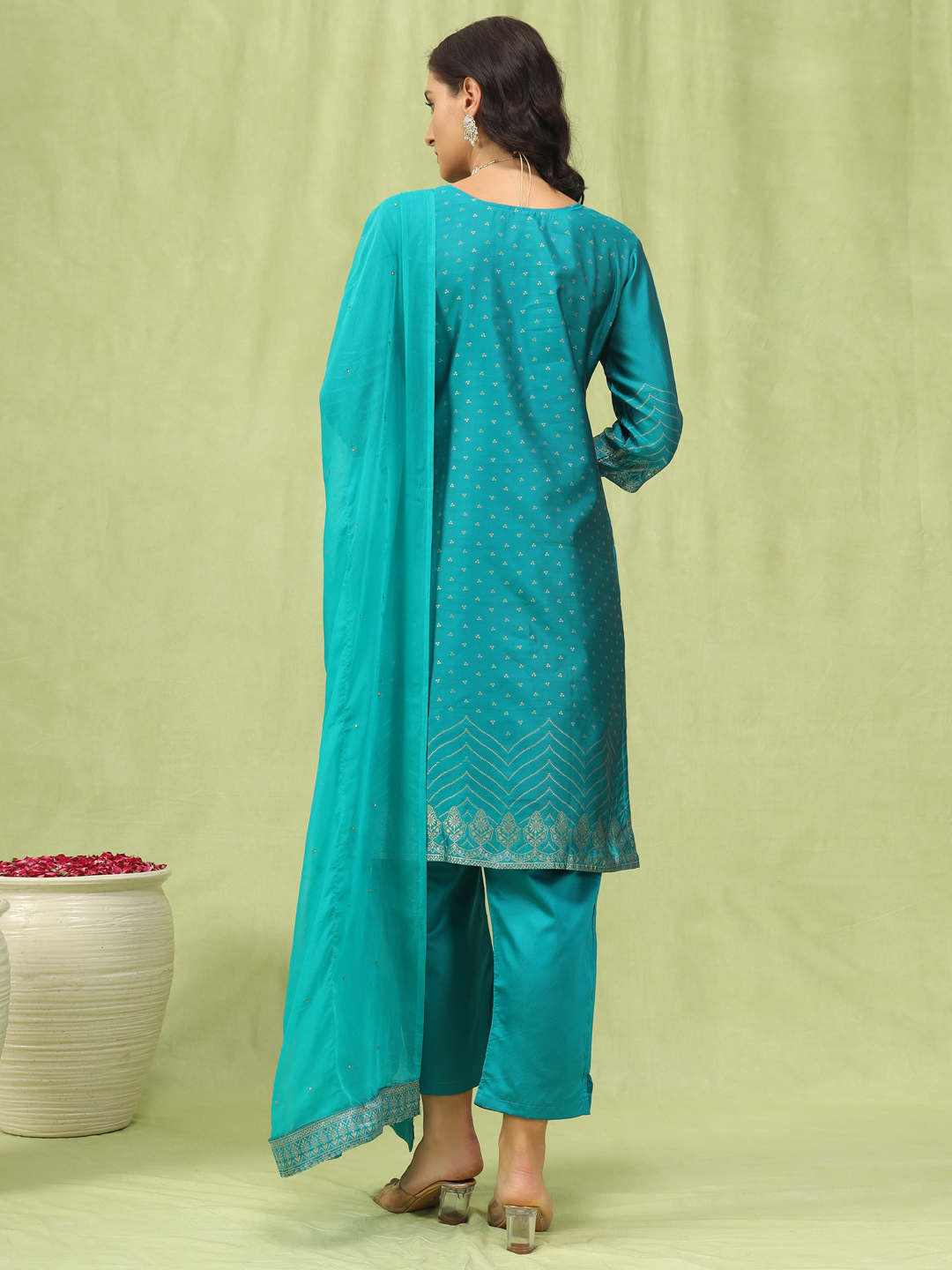 Rama Floral Yoke Cotton Silk Jacquard Embroidered Readymade Salwar — alternate view