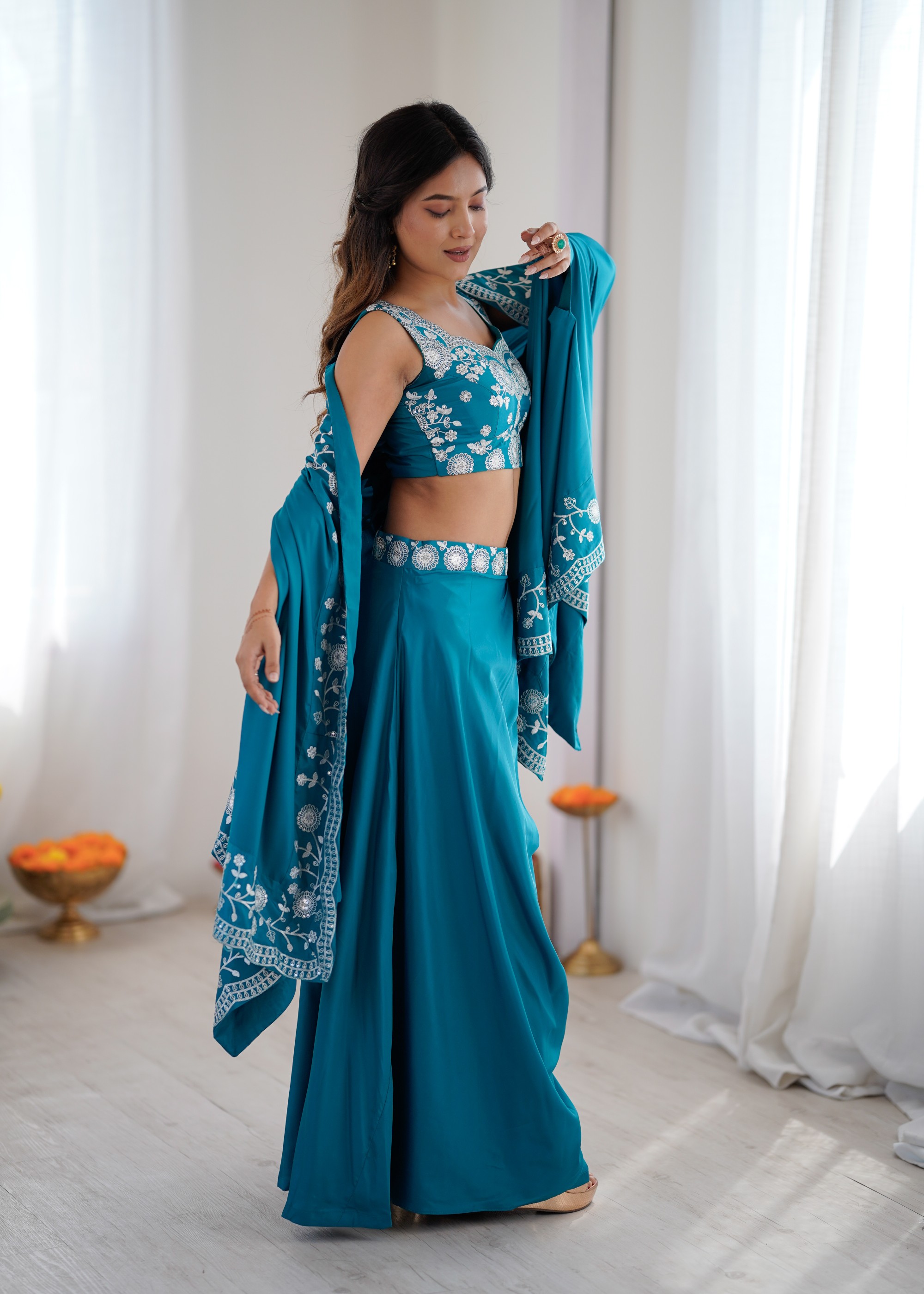 Rama French Crepe Indo-Western Dhoti Set — alternate view