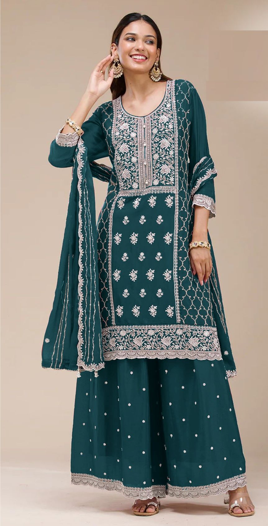 Rama Georgette Embroidered Palazzo Suit