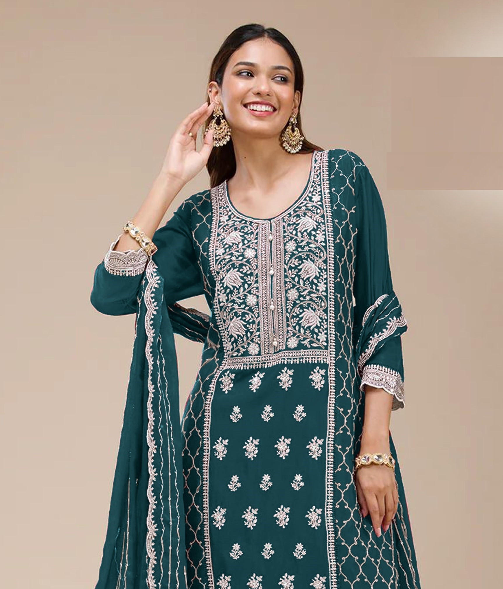 Rama Georgette Embroidered Palazzo Suit — alternate view