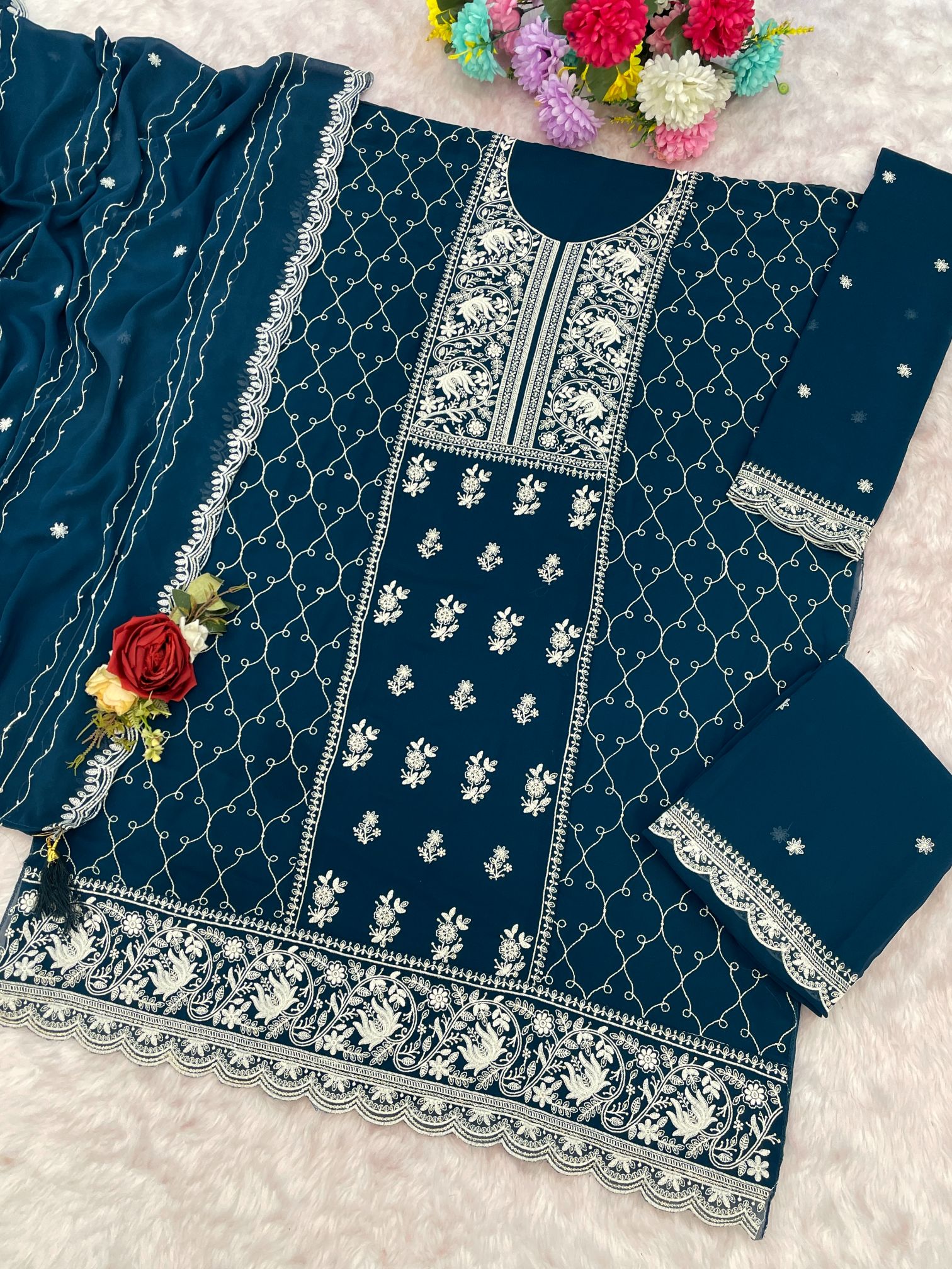 Rama Georgette Embroidered Palazzo Suit