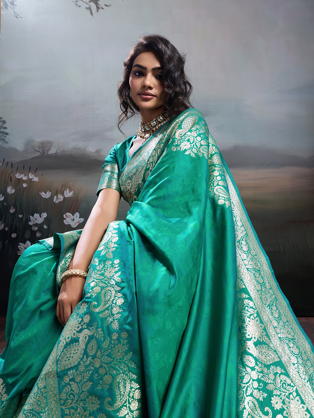Rama Graceful Designer Silk Saree