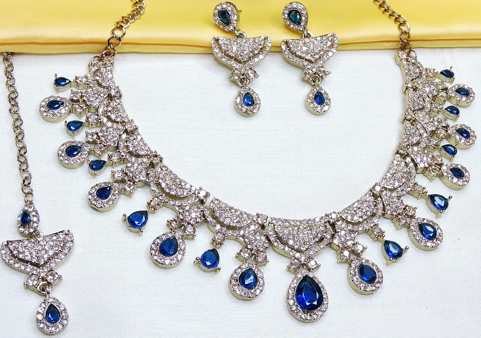 Rama Green American Diamond Necklace Set
