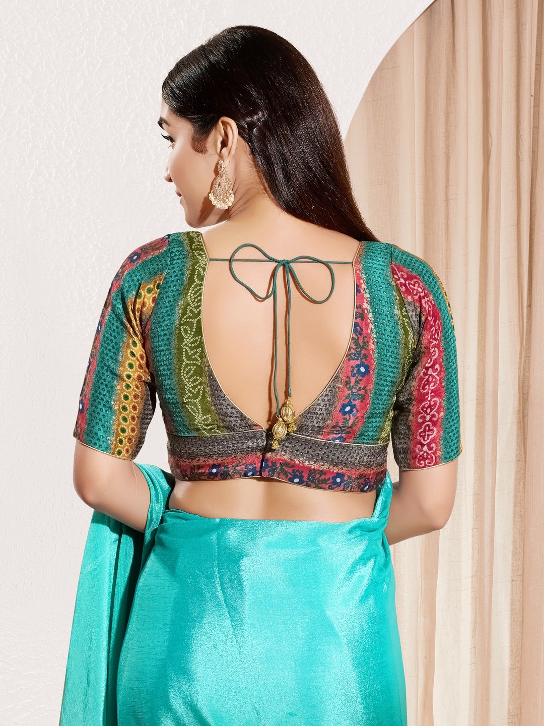 Rama Green Brocade Abstract Zari Woven Blouse — alternate view