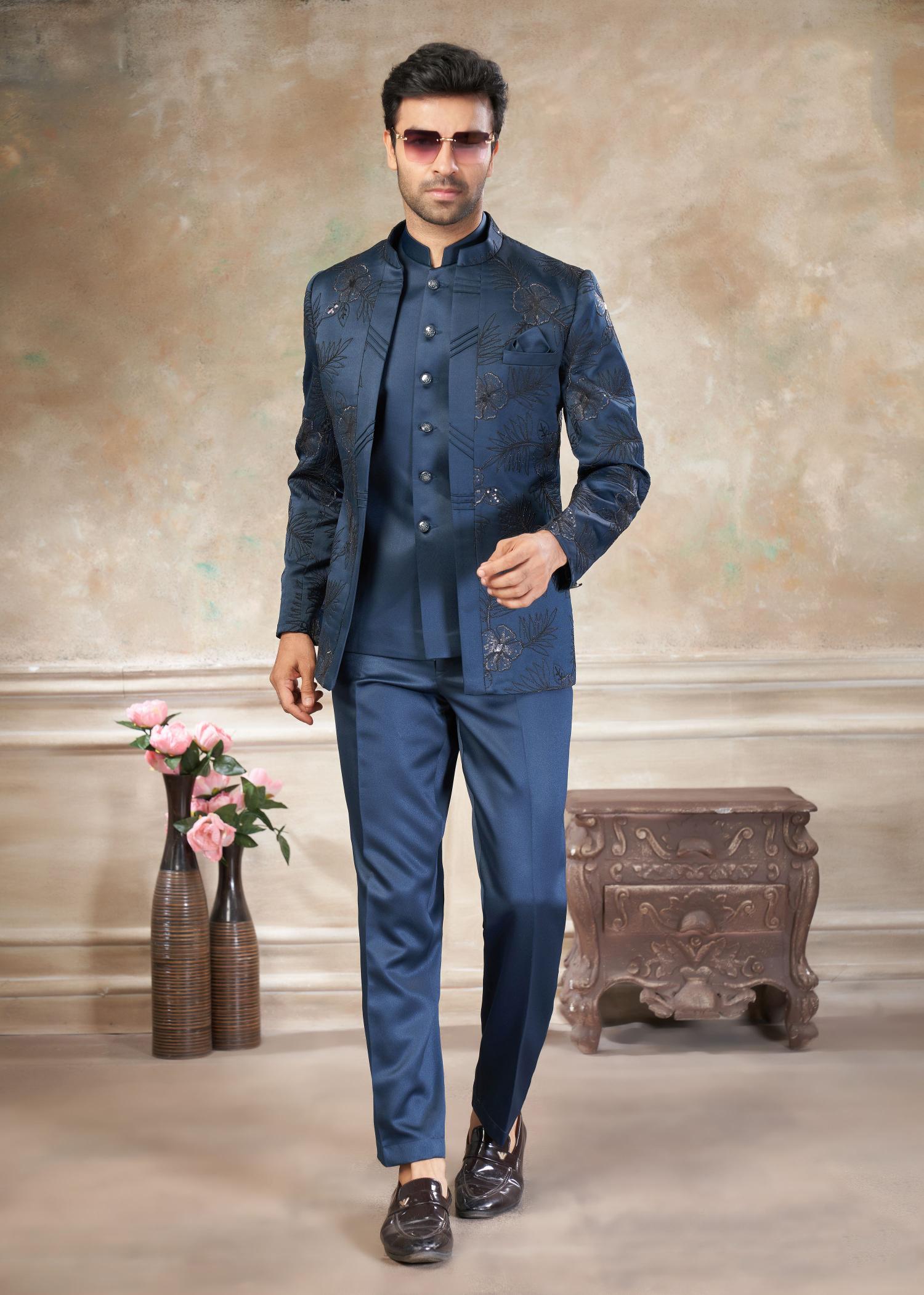 Rama Green Indo-Western Sherwani suit