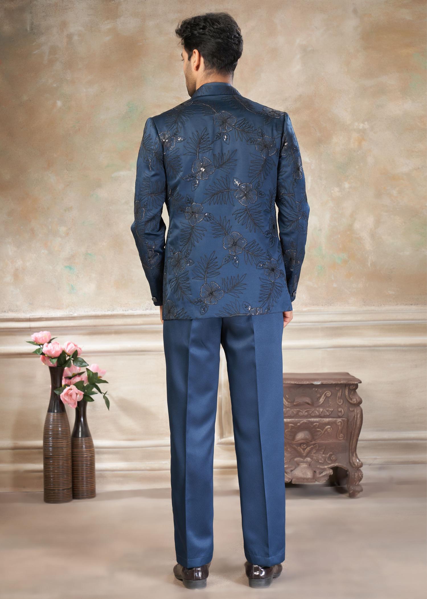 Rama Green Indo-Western Sherwani suit — alternate view