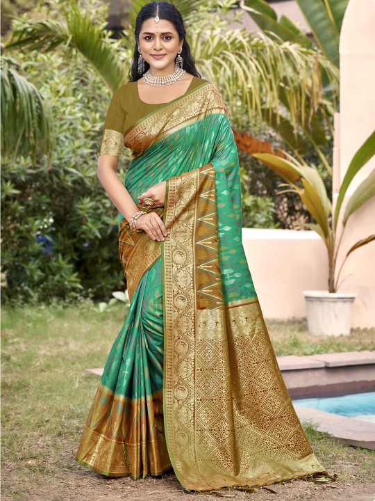 Rama Green Mehendi Pochampalli Silk Saree
