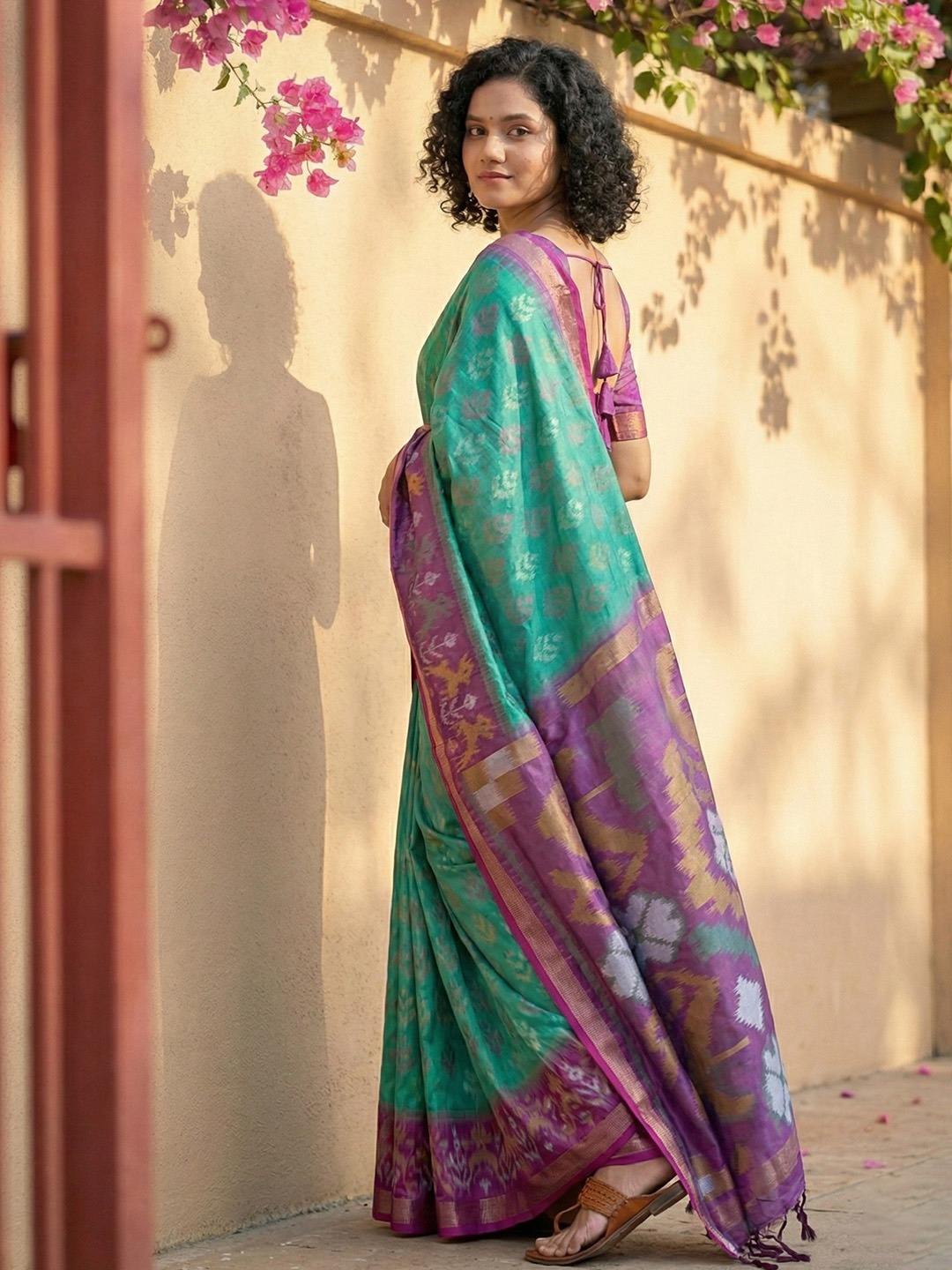 Rama Green Pochampally Silk Woven Saree