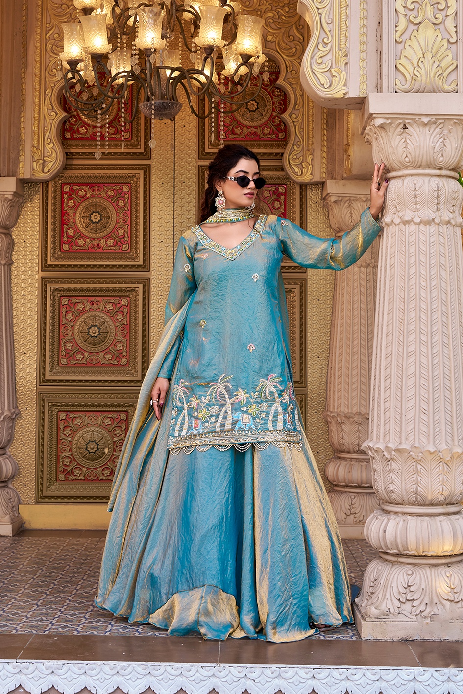 Rama Heavy Embroidered Pure Fendy Long Choli Lehenga