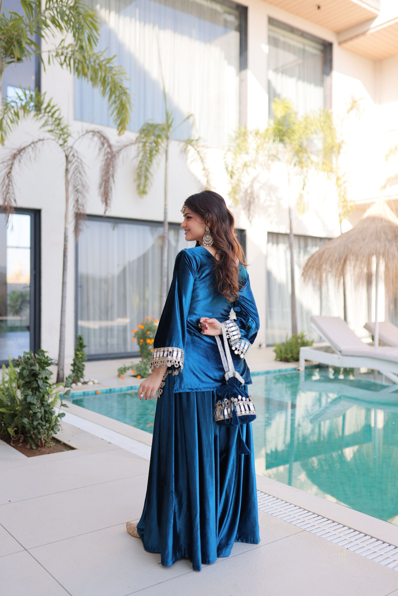 Rama Ice Velvet Mirror Work with Zari Embroidered Sharara Suit — alternate view