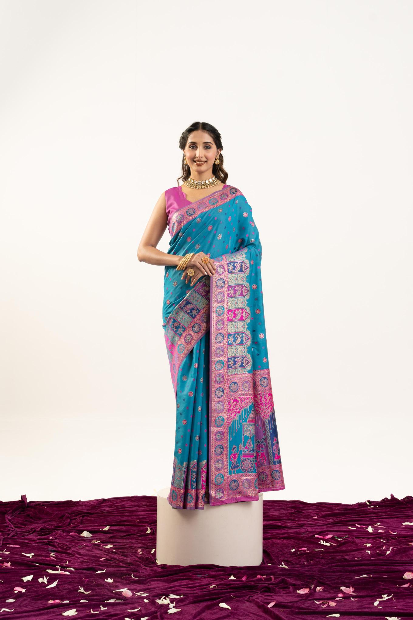 Rama N Magenta Banarasi Pashmina Silk Saree