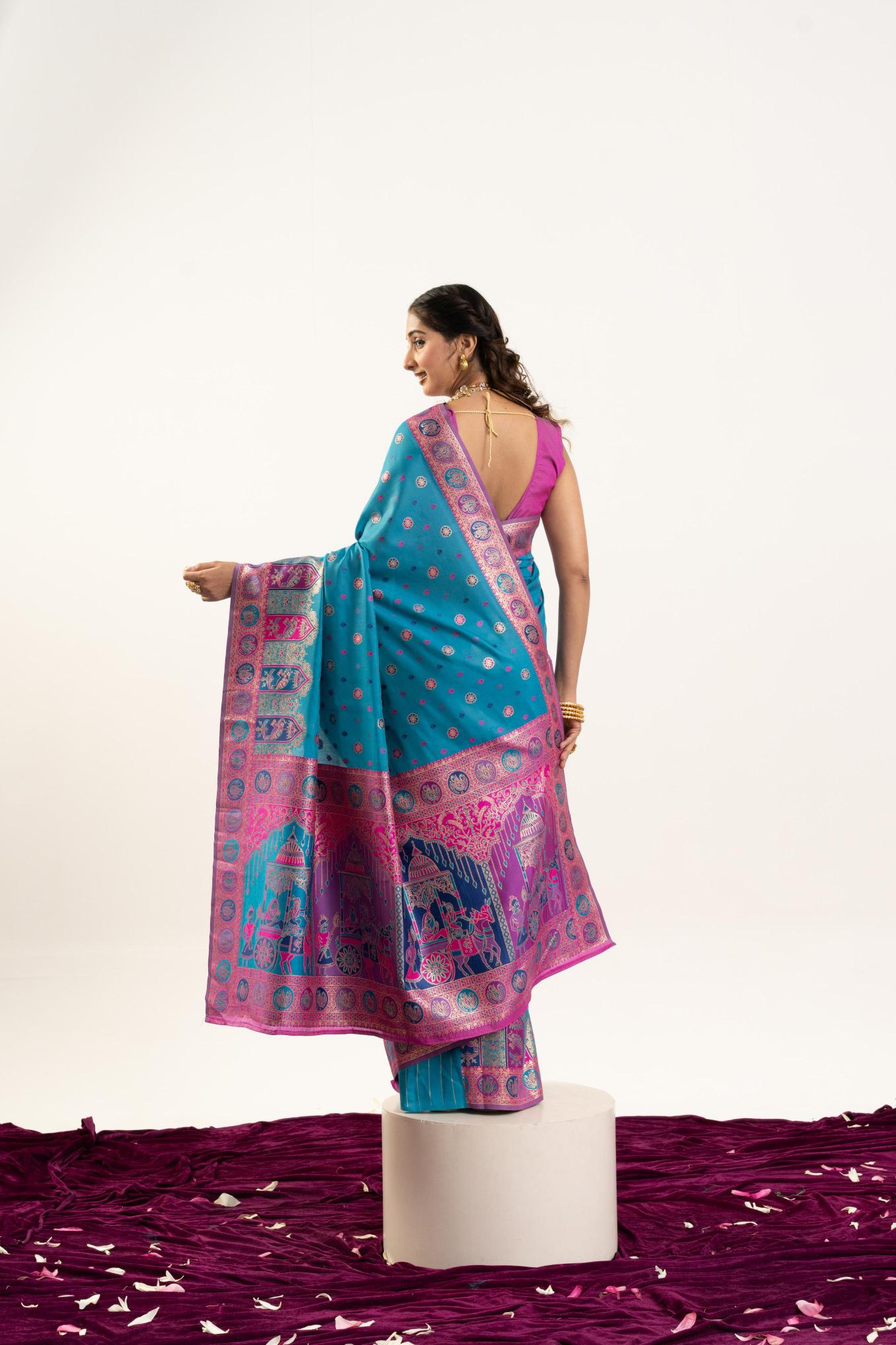 Rama N Magenta Banarasi Pashmina Silk Saree — alternate view