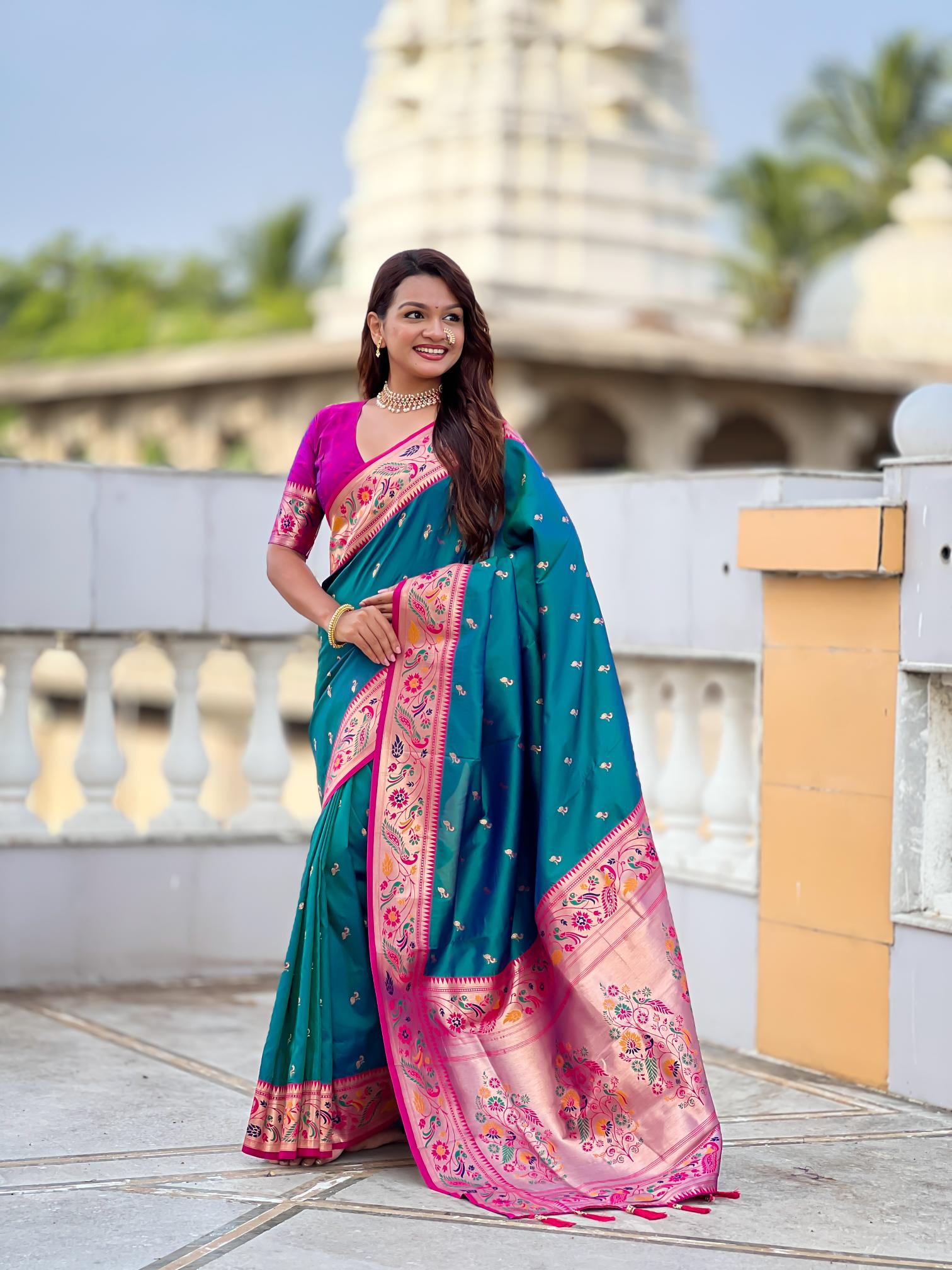 Rama N Magenta Paithani Silk Saree