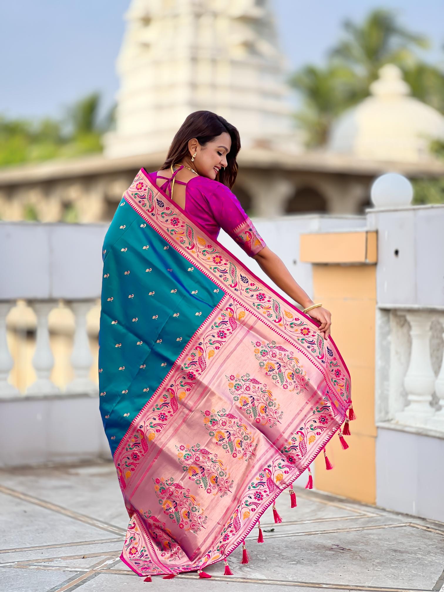 Rama N Magenta Paithani Silk Saree — alternate view