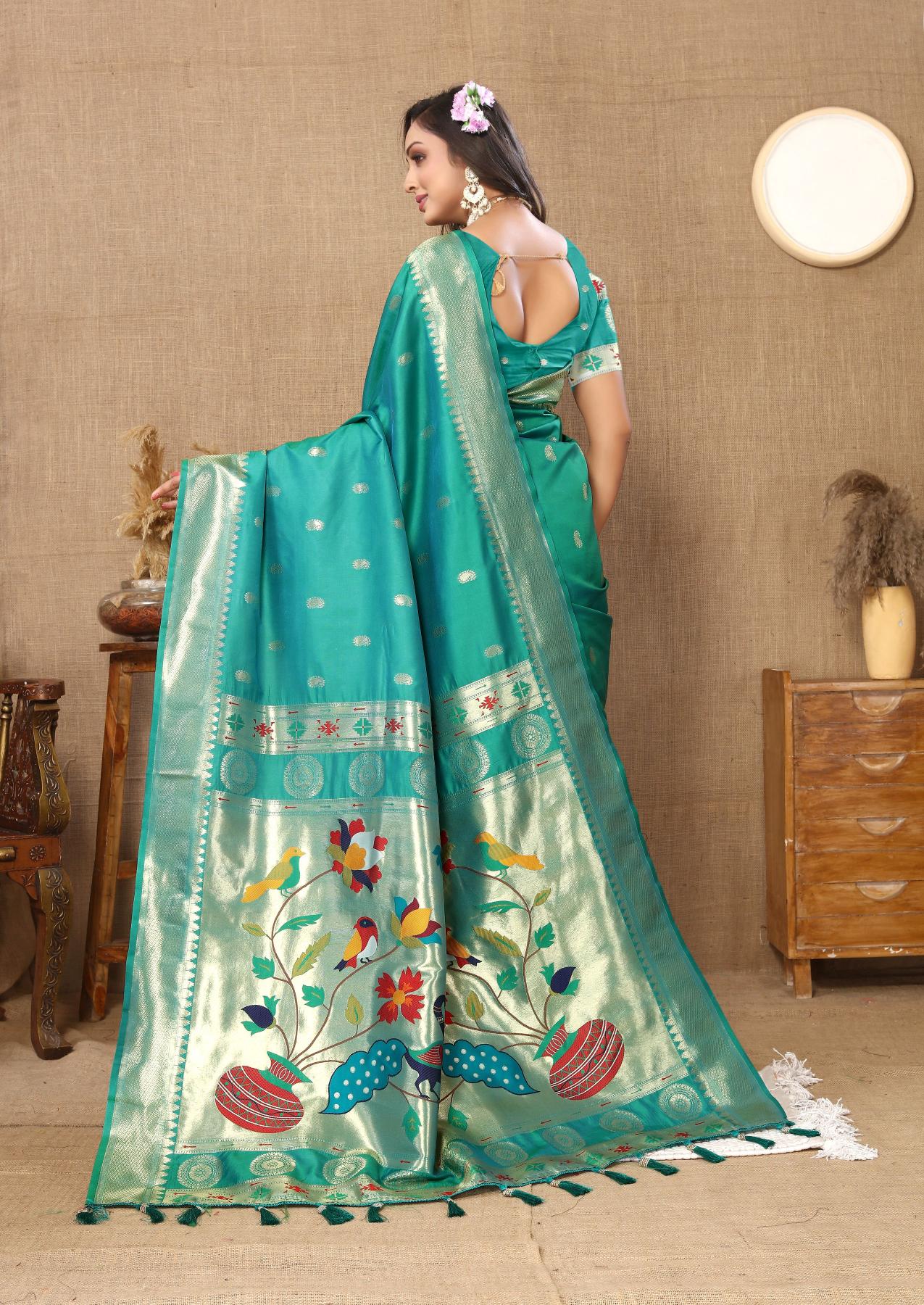 Rama Paithani Silk Saree — alternate view