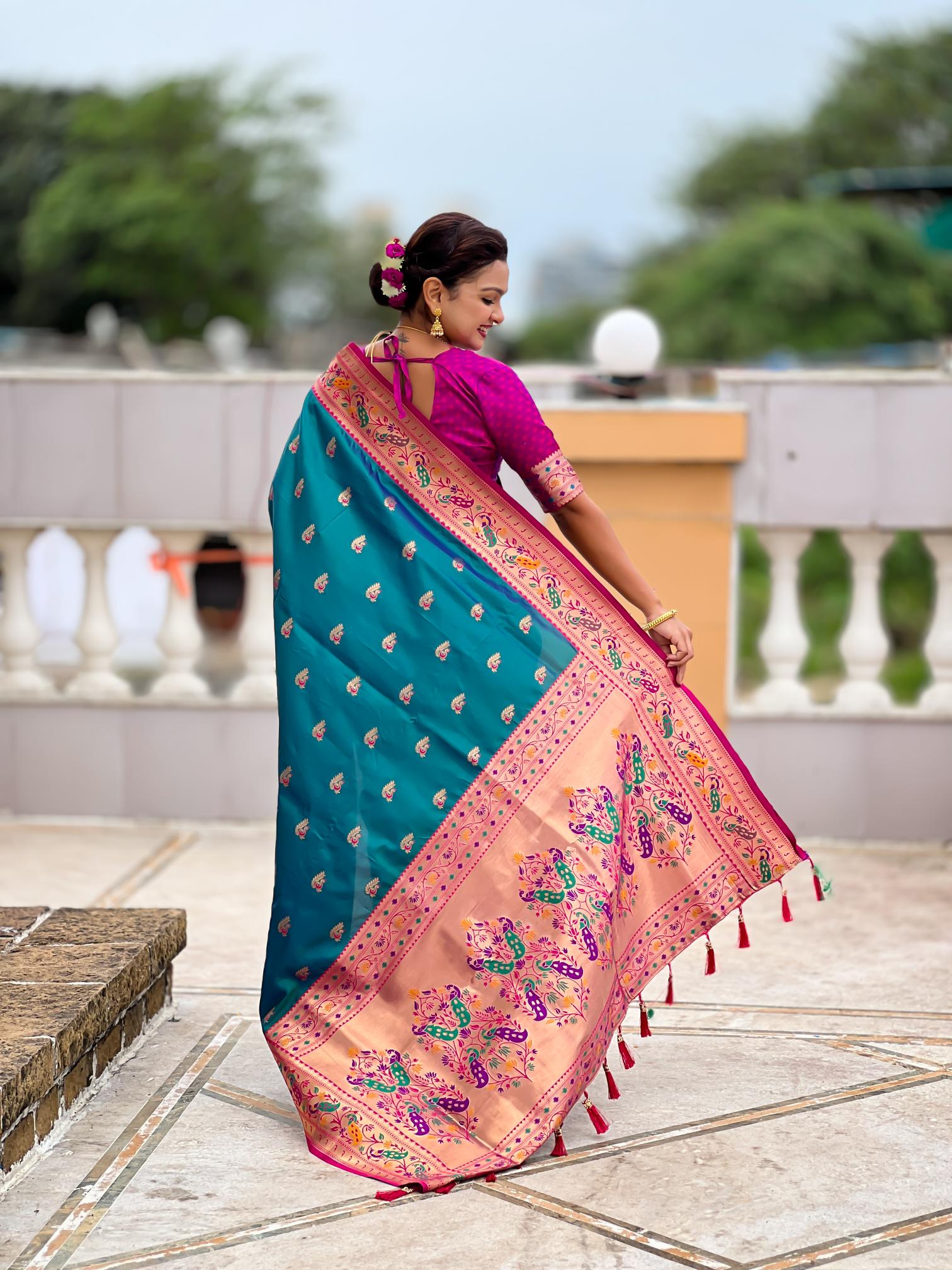 Rama Paithani Silk Saree — alternate view
