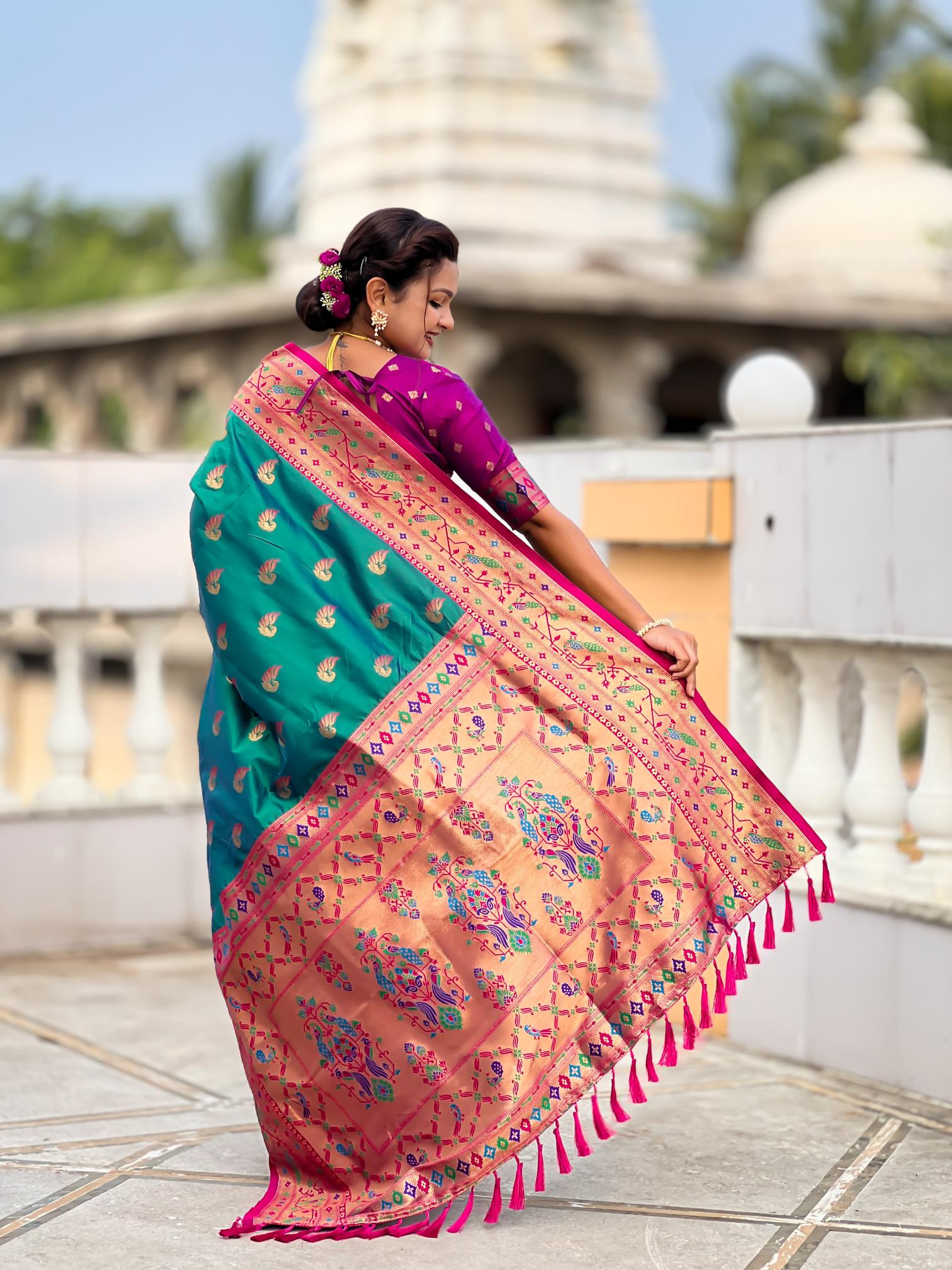 Rama Paithani Silk Saree — alternate view
