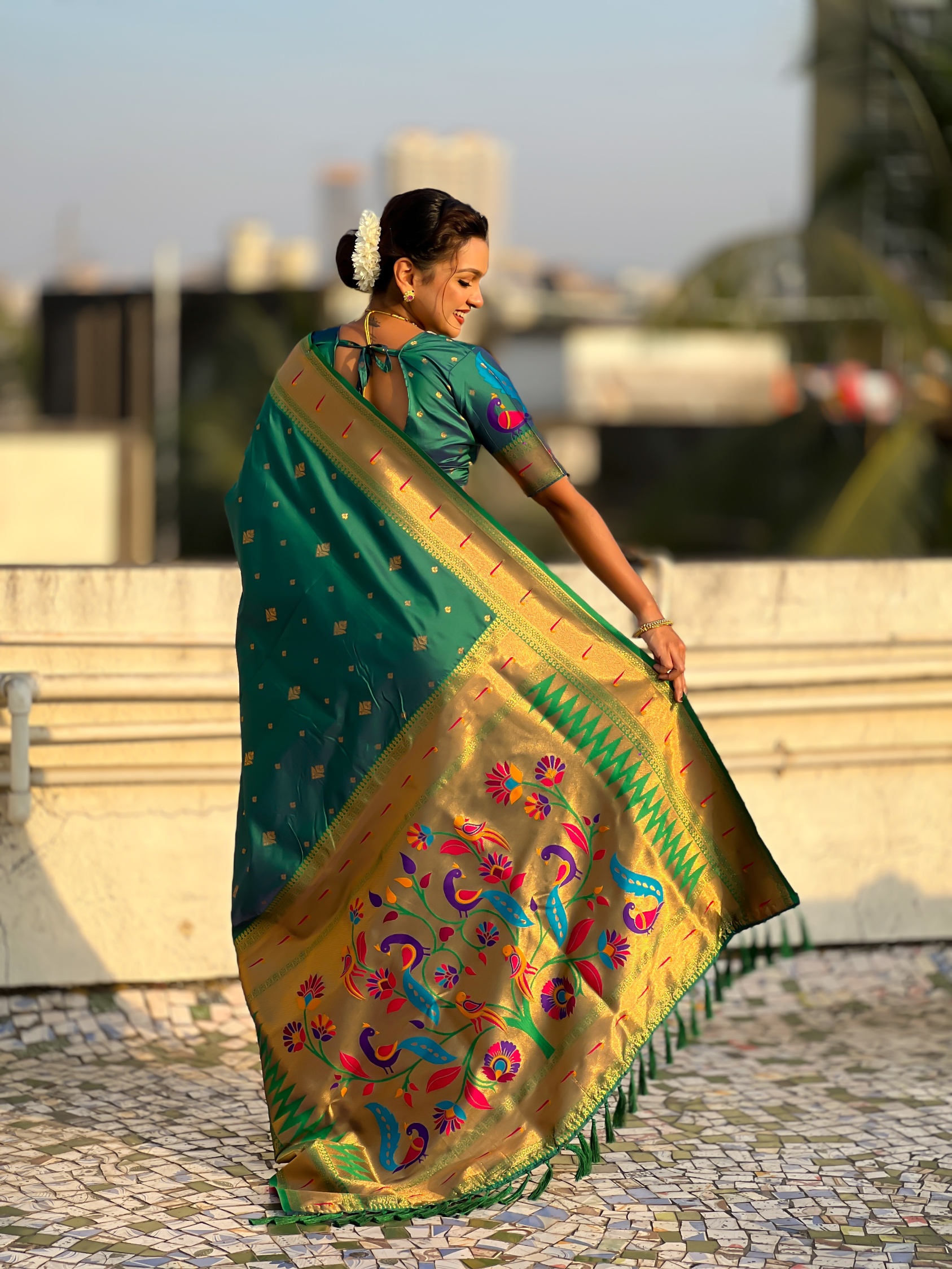 Rama Paithani Silk Woven Designer Saree — alternate view
