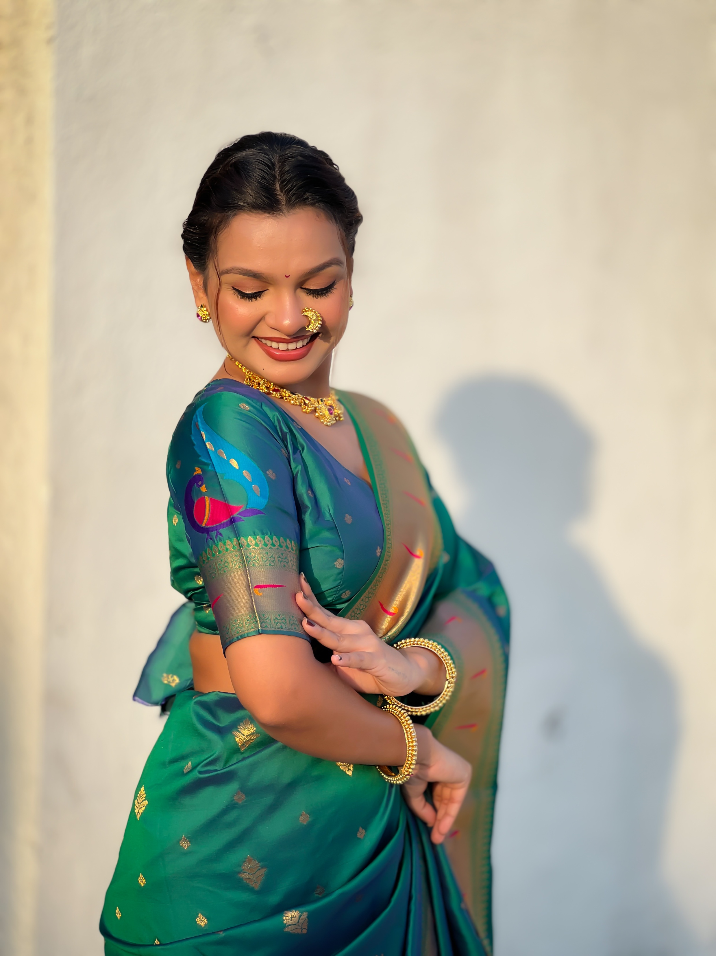 Rama Paithani Silk Woven Designer Saree