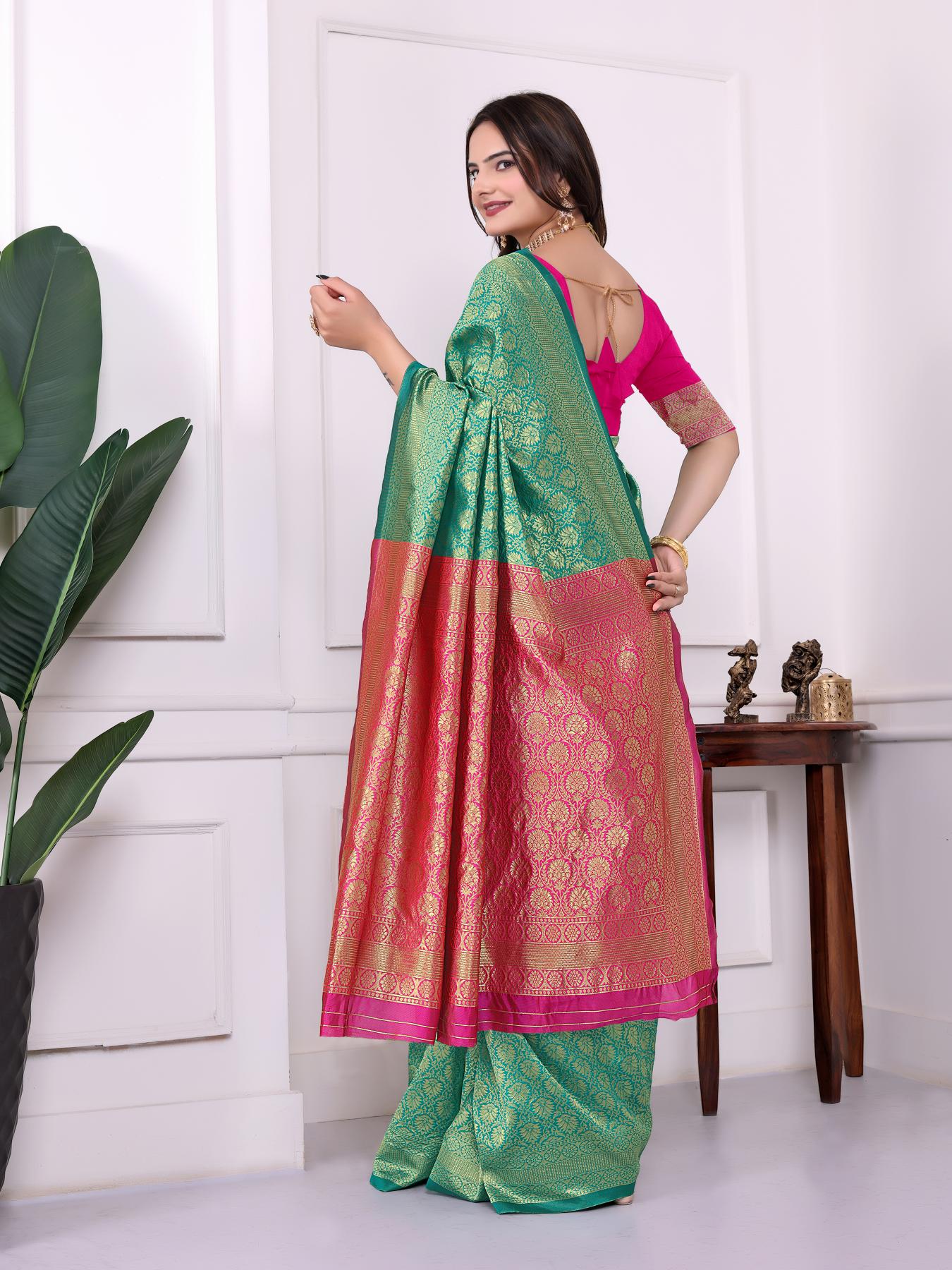 Rama Pink Art Silk Designer Saree — alternate view