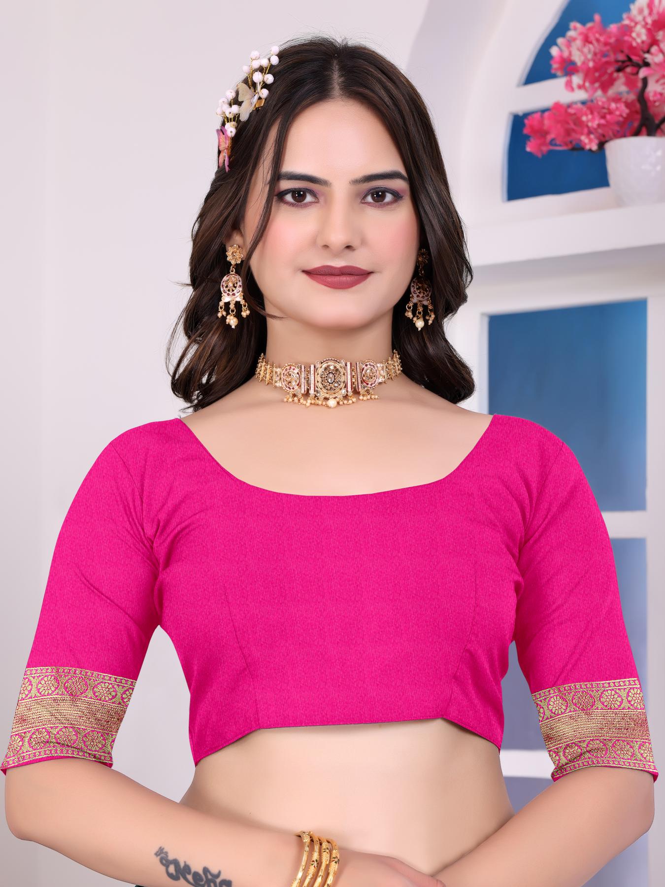 Rama Pink Art Silk Designer Saree