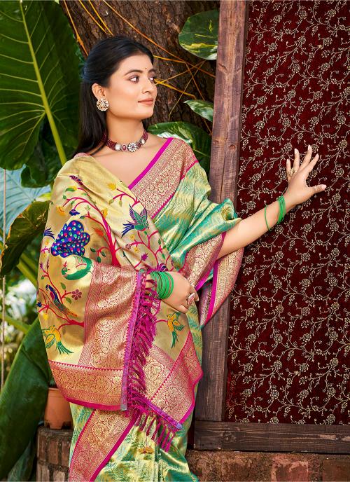 Rama Pink Kanjivaram Silk Saree — alternate view