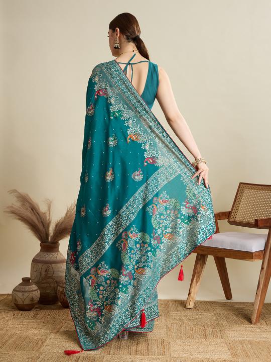Rama Printed Cotton Saree — alternate view