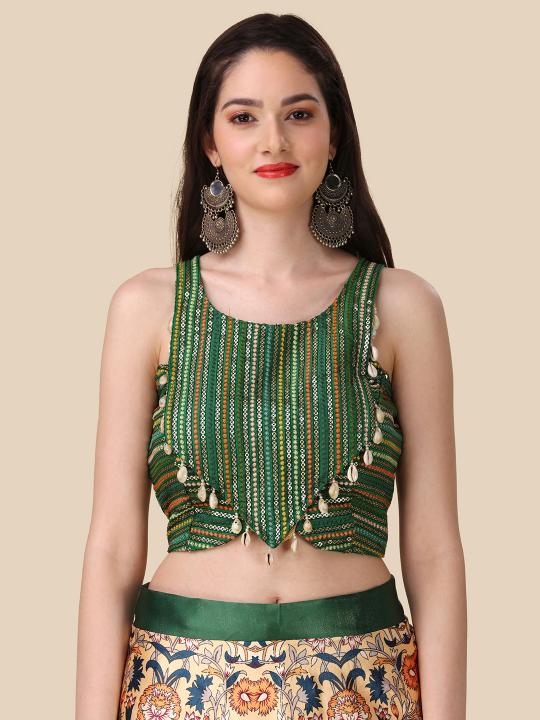 Rama Printed Satin Silk Lehenga