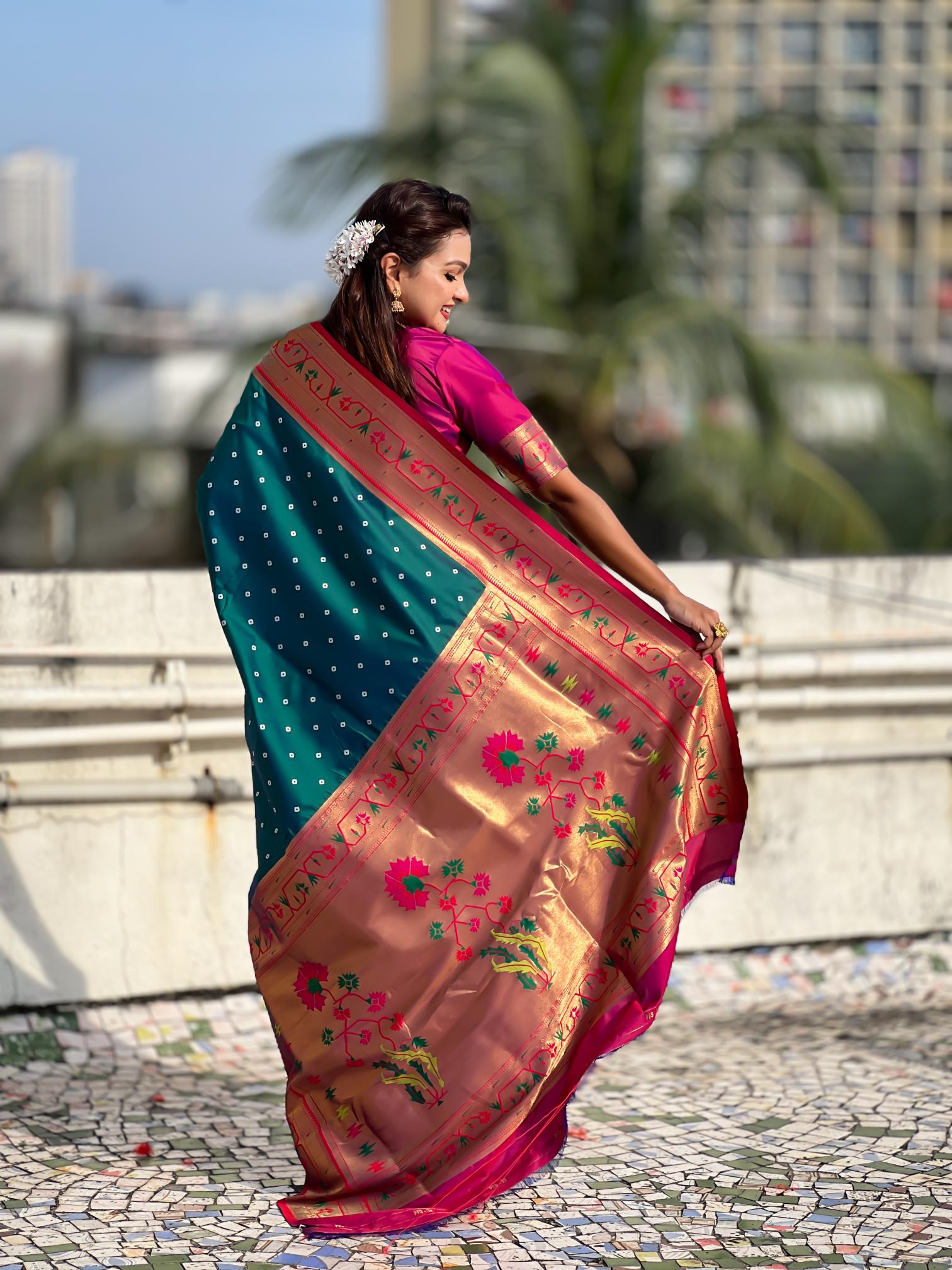 Rama Purple Paithani Designer Soft Silk Saree — alternate view