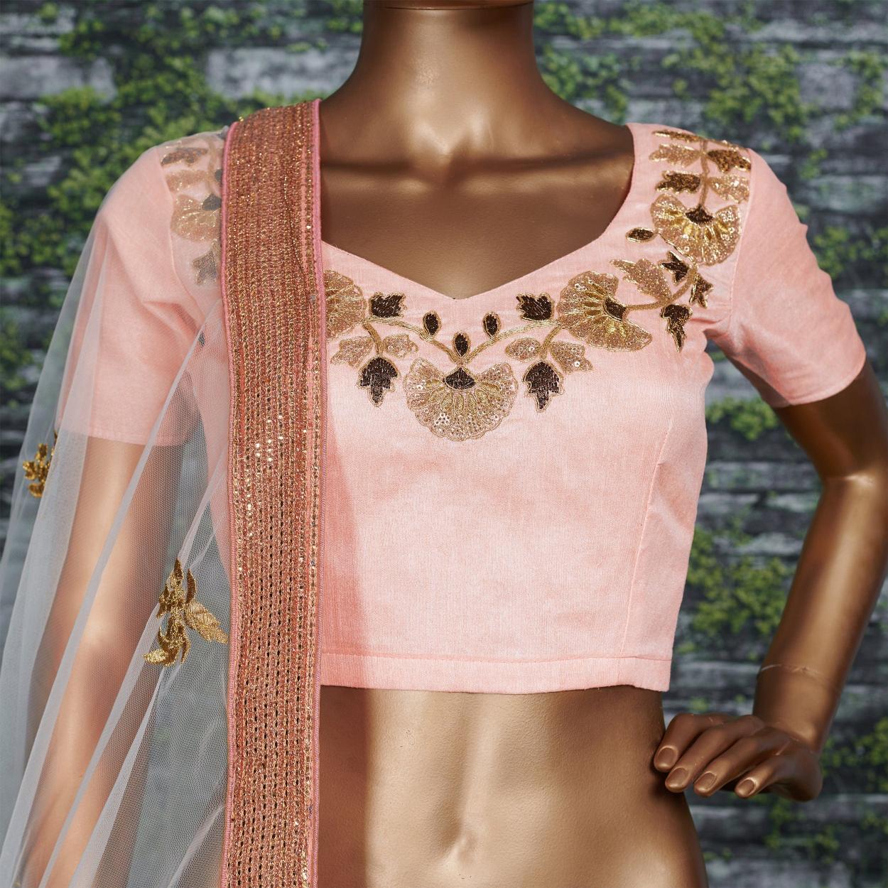 Rama Raw Silk Embroidered Lehenga